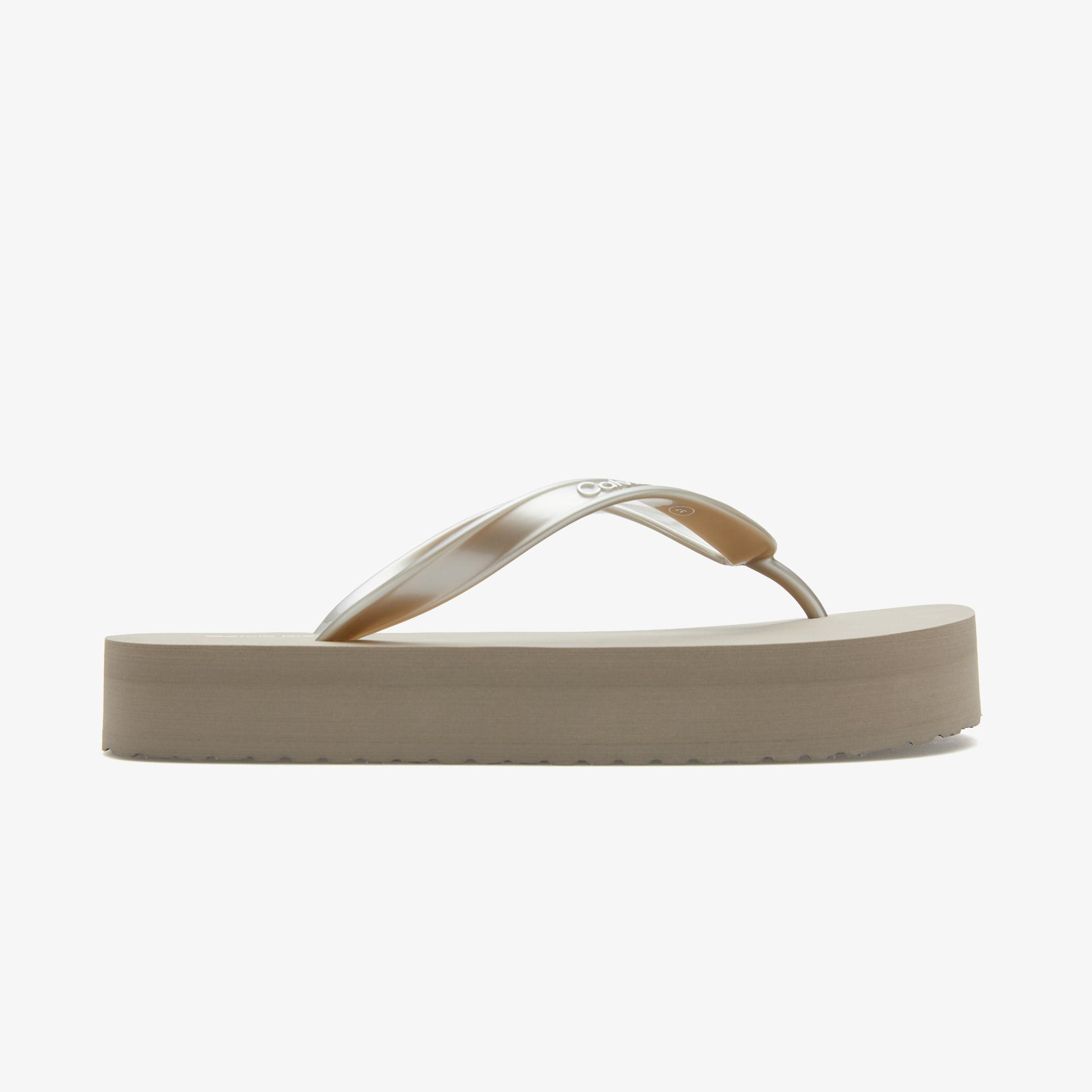 Calvin Klein Flatform Flip Flop Kadın Gri Terlik