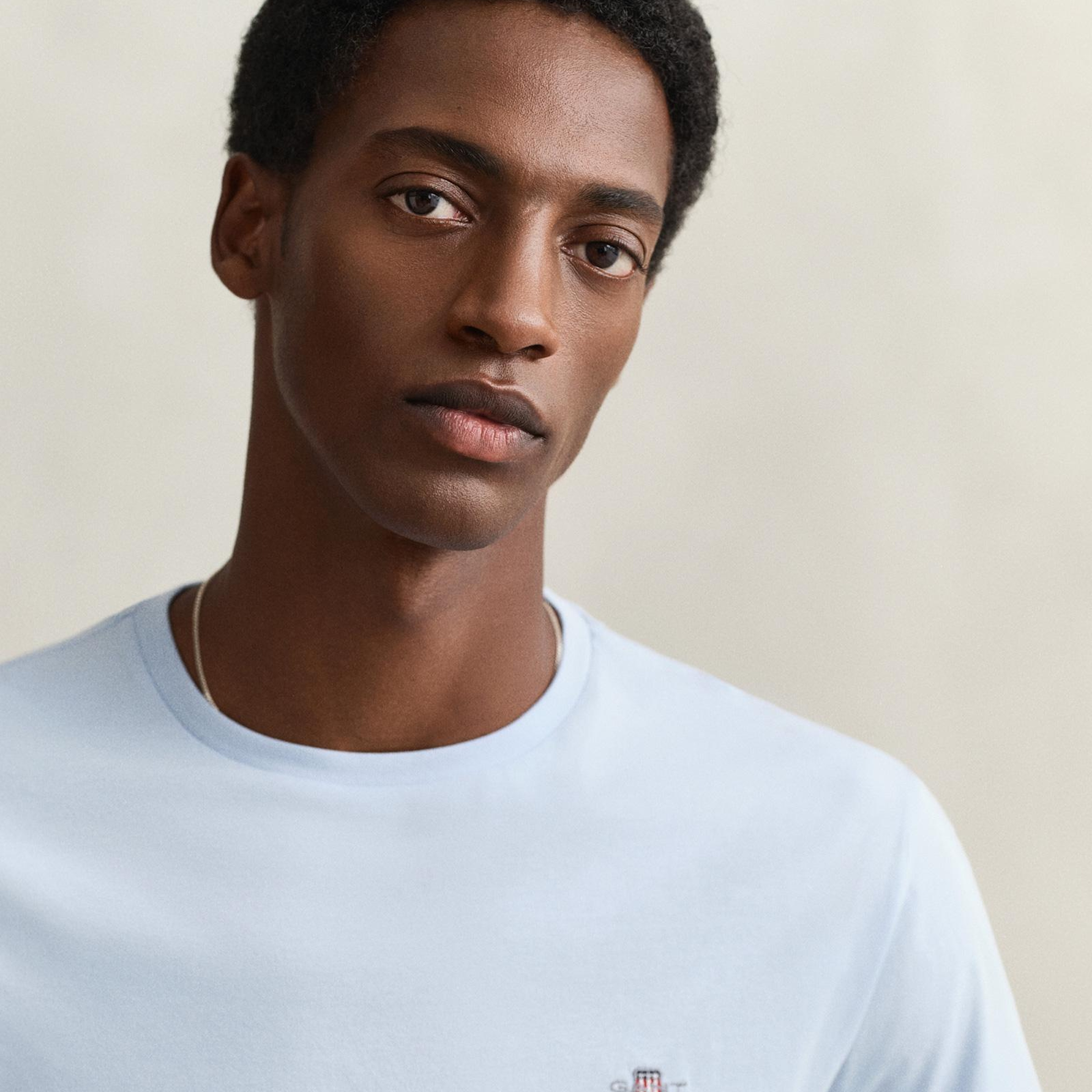 GANT Erkek Mavi Bisiklet Yaka Regular Fit Logolu T-Shirt