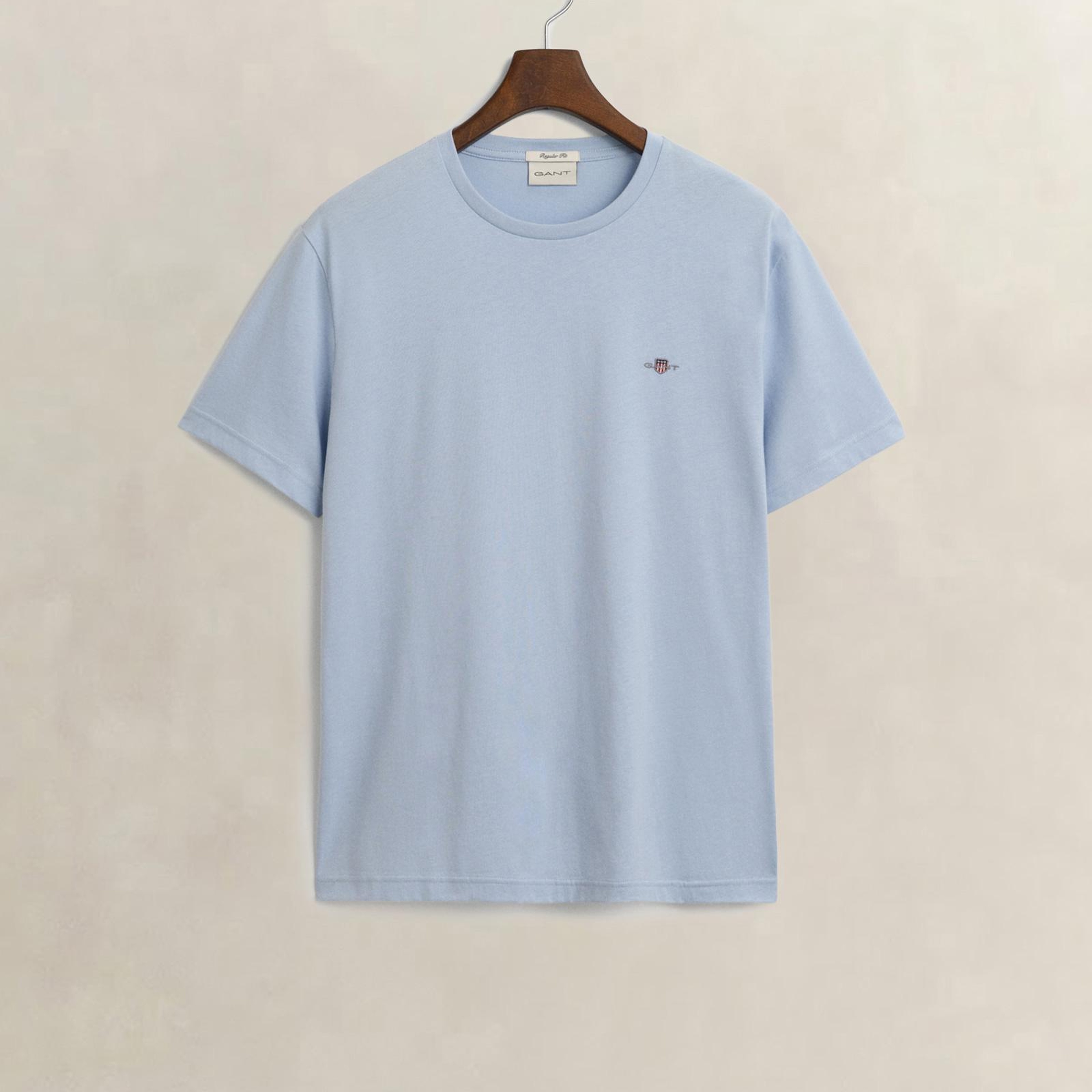 GANT Erkek Mavi Bisiklet Yaka Regular Fit Logolu T-Shirt