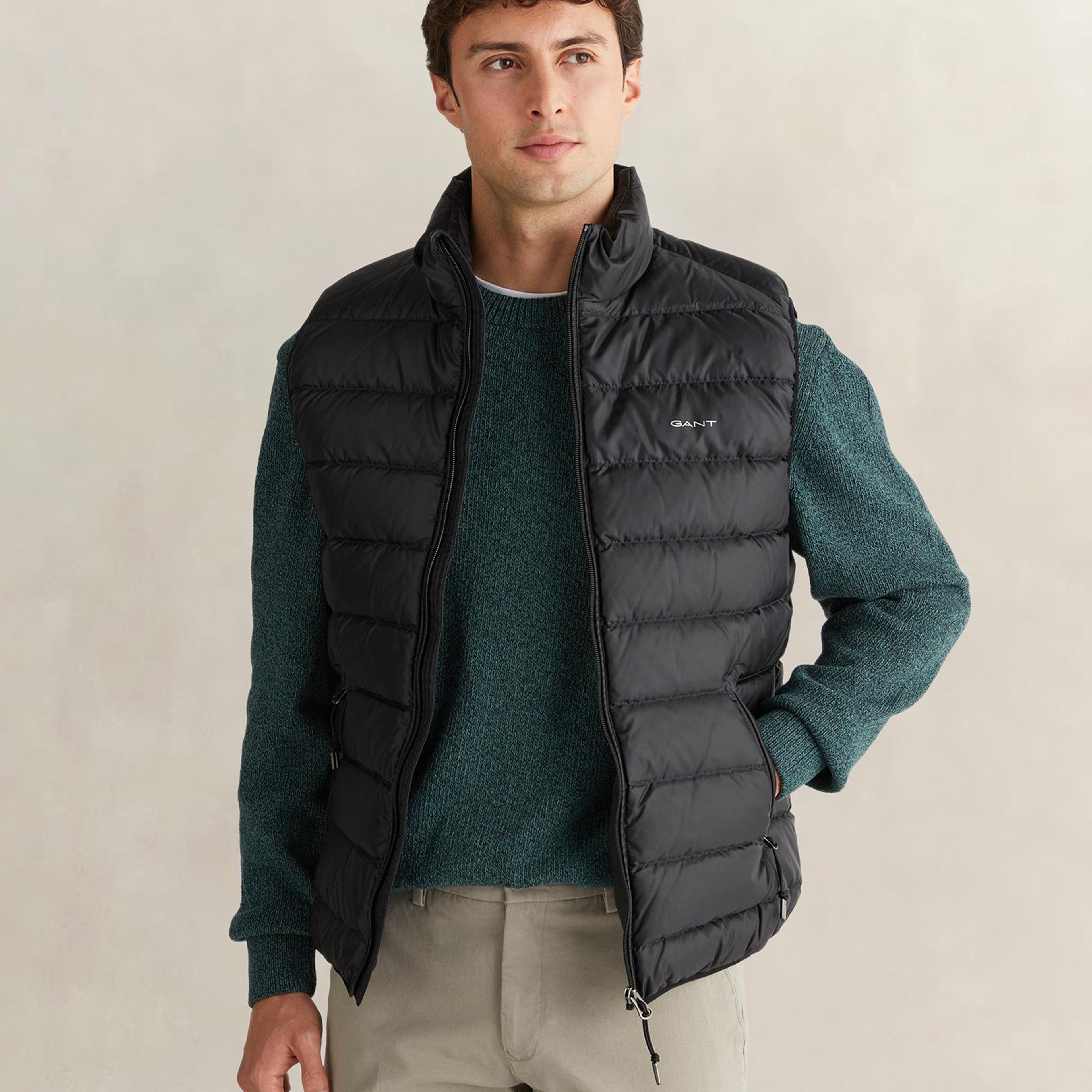 GANT Erkek Siyah Regular Fit Dik Yaka Kaz Tüyü Yelek
