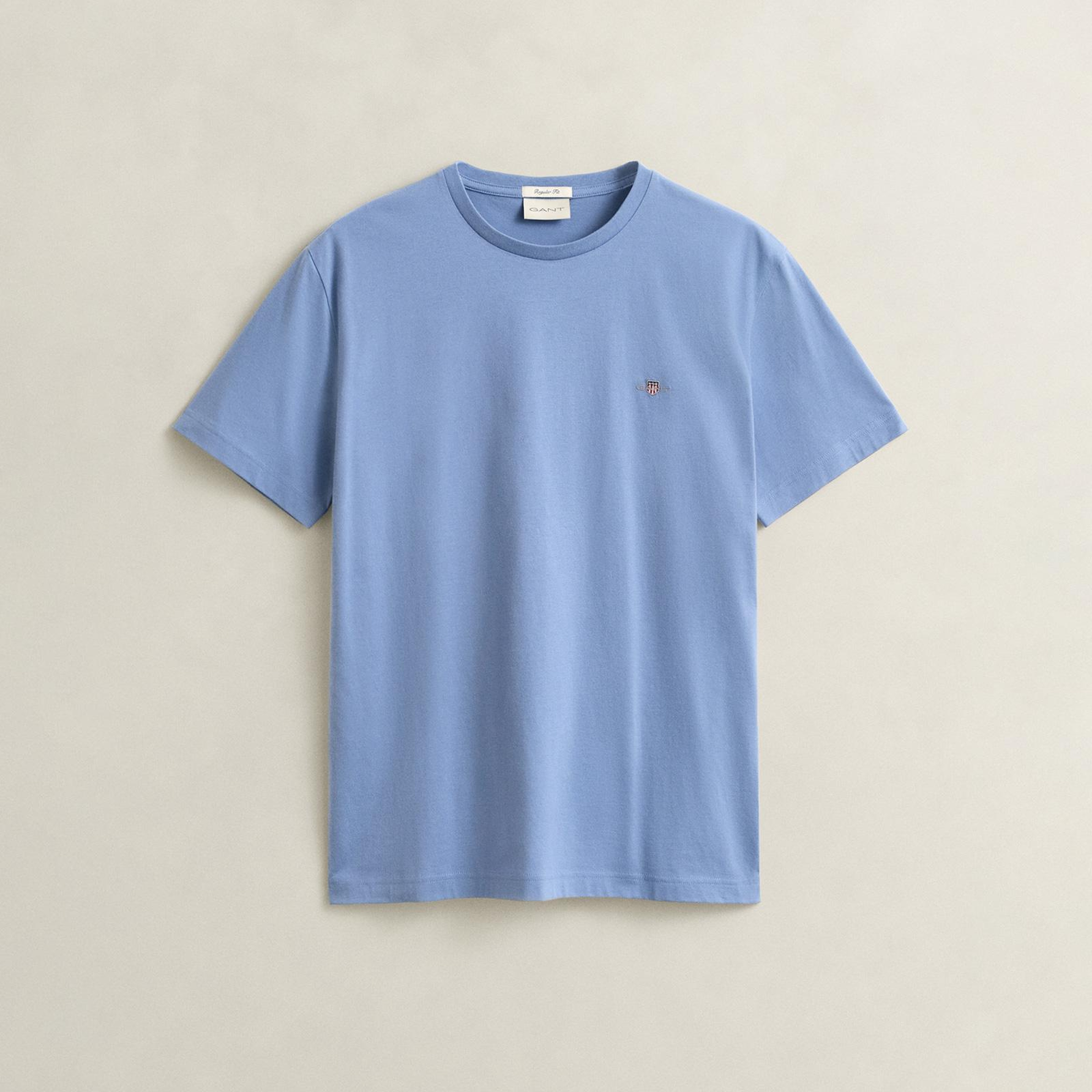 GANT Erkek Mavi Bisiklet Yaka Regular Fit Logolu T-Shirt