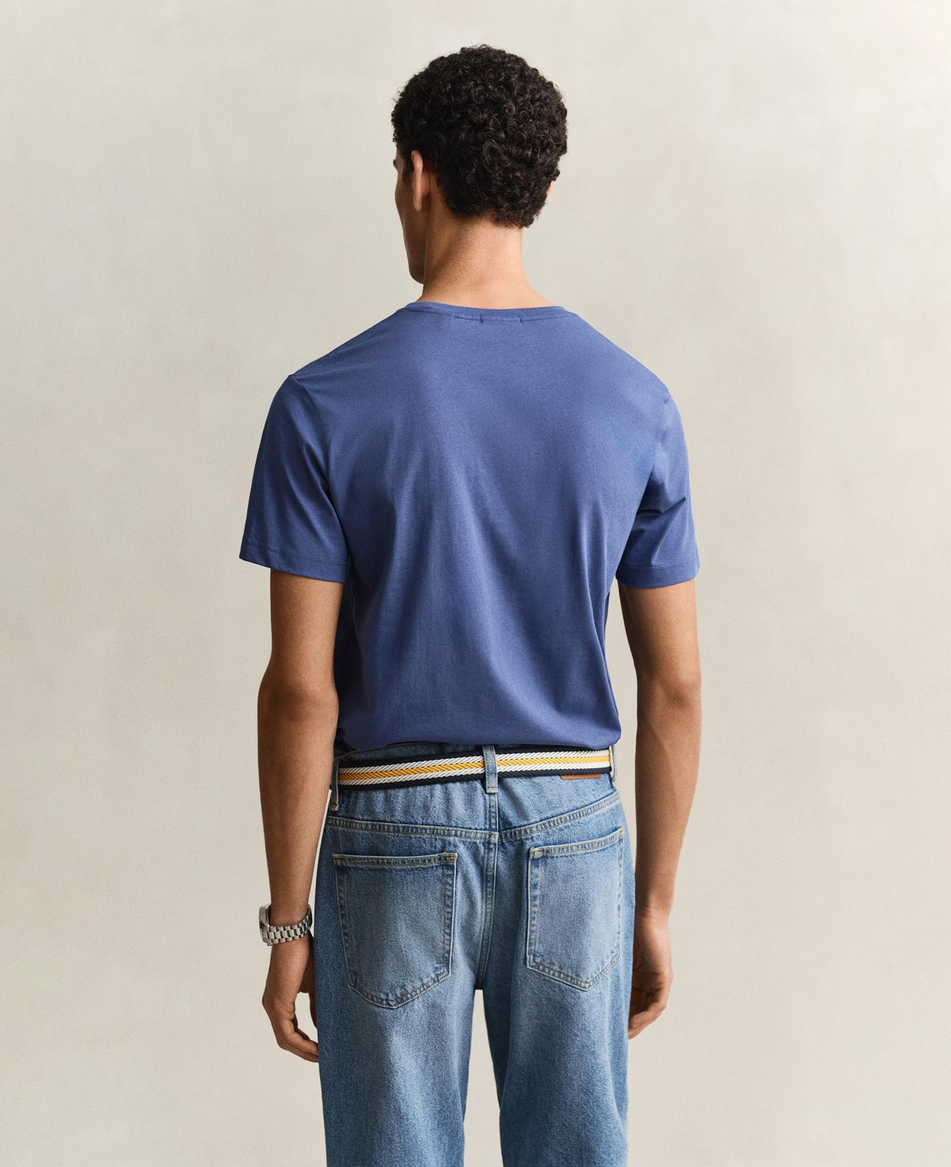 GANT Erkek Mavi Bisiklet Yaka Regular Fit Logolu T-Shirt