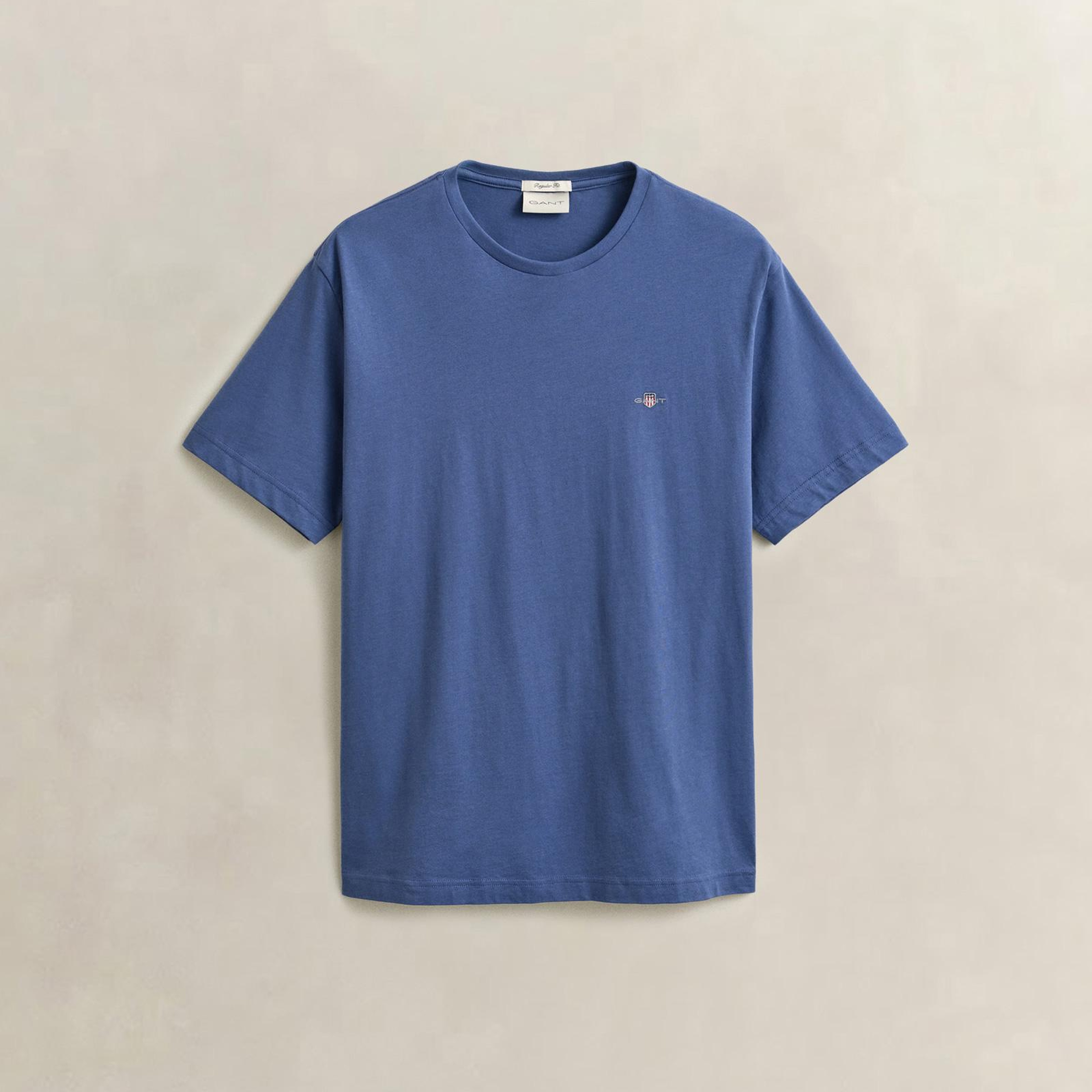 GANT Erkek Mavi Bisiklet Yaka Regular Fit Logolu T-Shirt