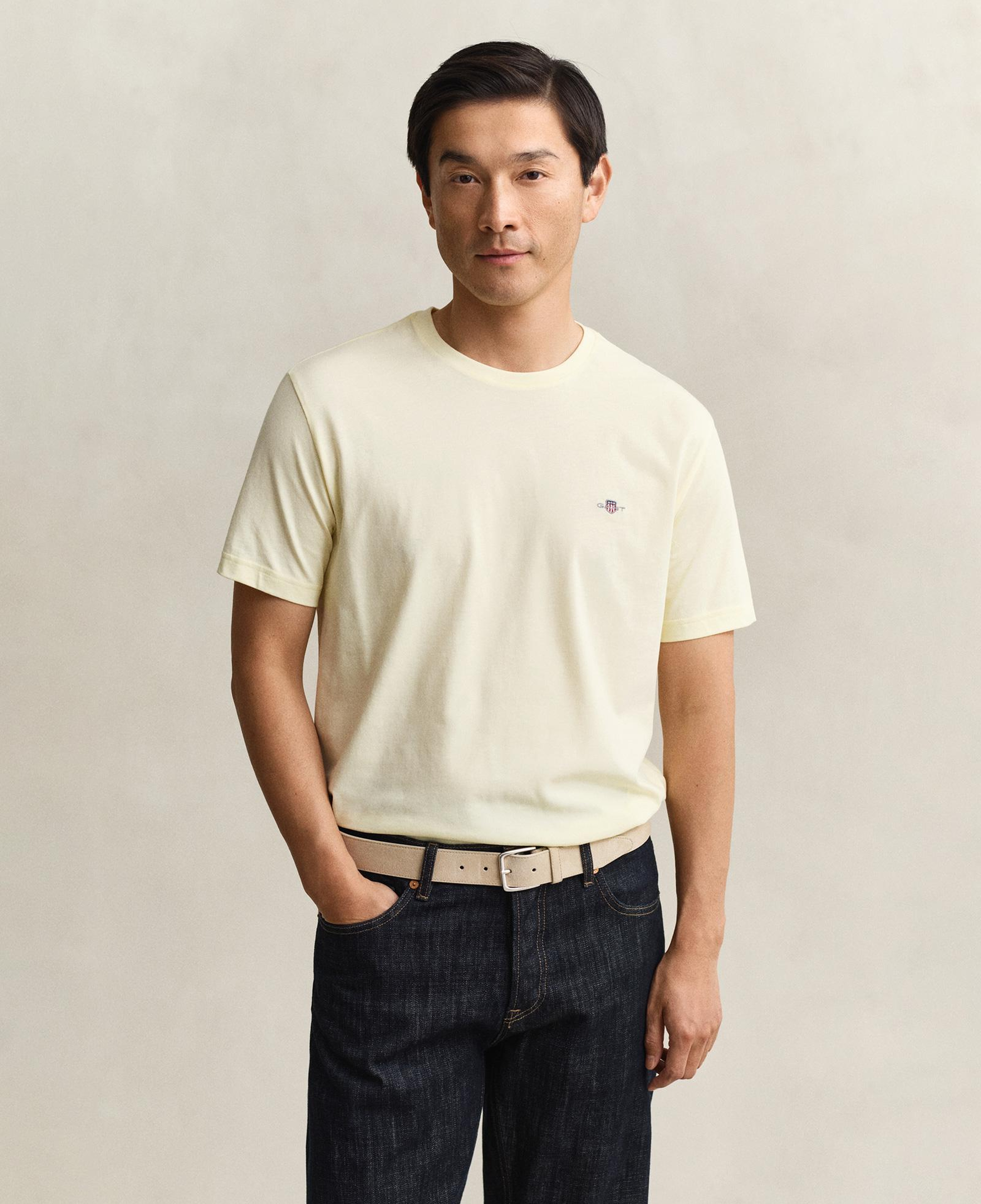 GANT Erkek Sarı Bisiklet Yaka Regular Fit Logolu T-Shirt