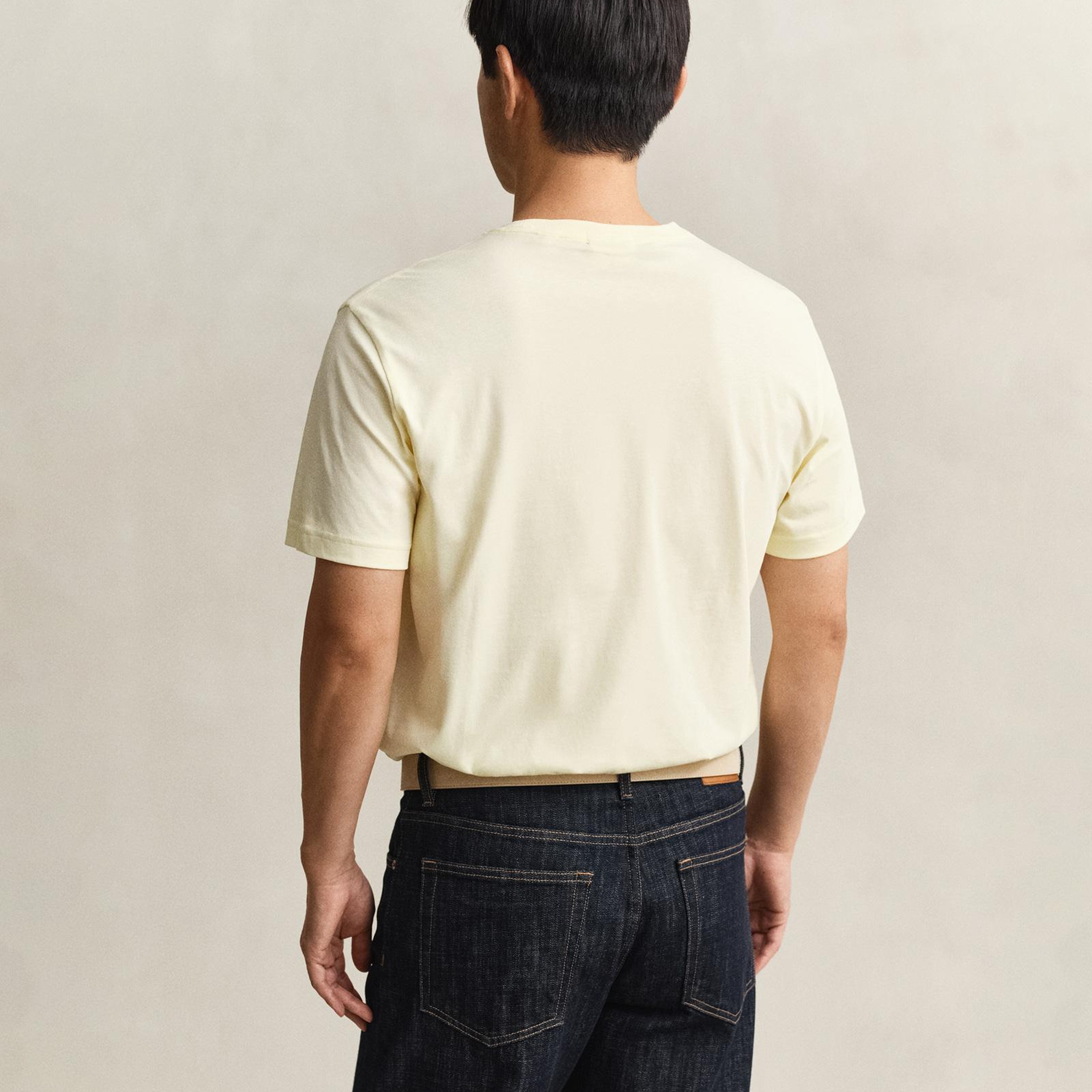 GANT Erkek Sarı Bisiklet Yaka Regular Fit Logolu T-Shirt