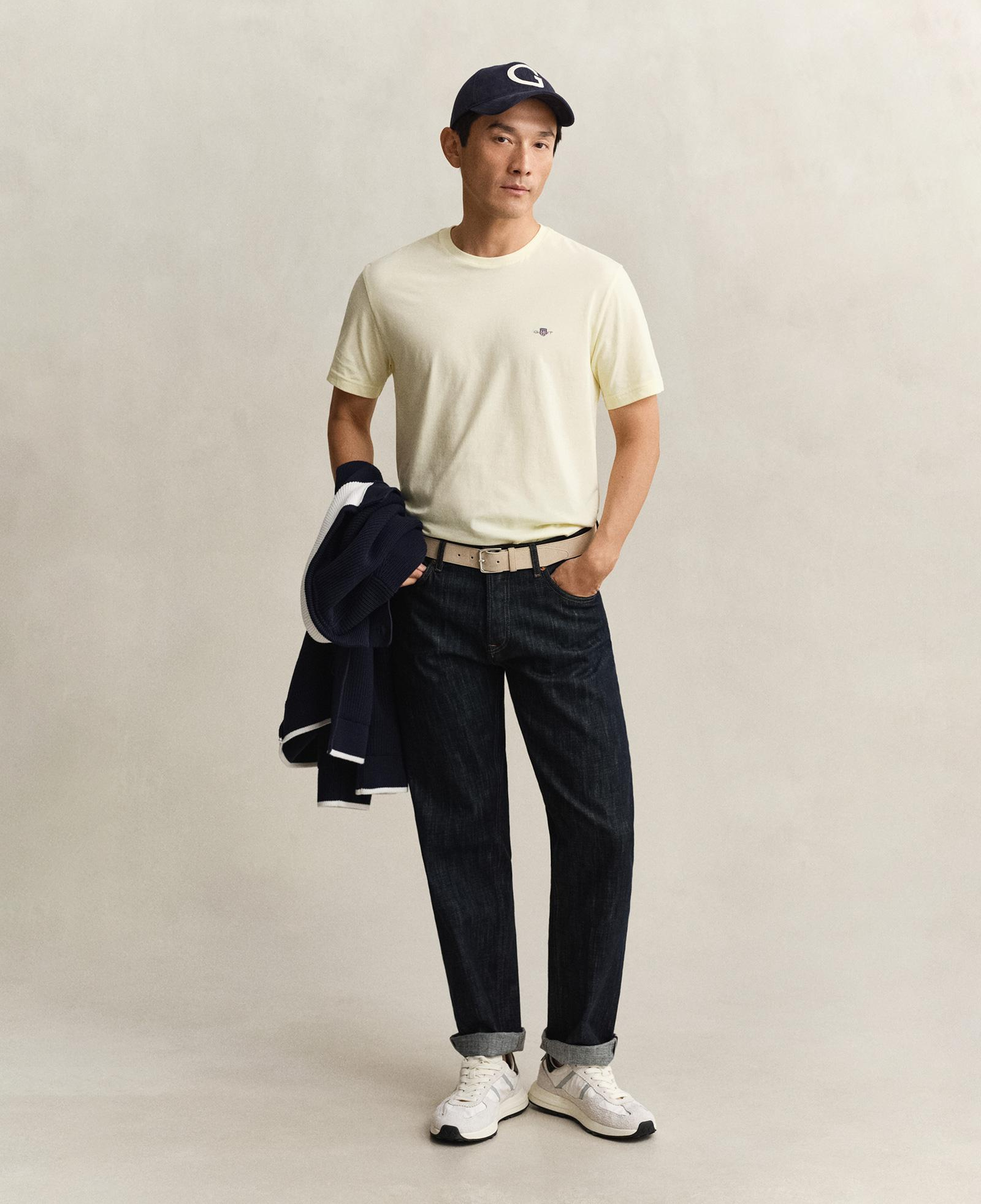 GANT Erkek Sarı Bisiklet Yaka Regular Fit Logolu T-Shirt