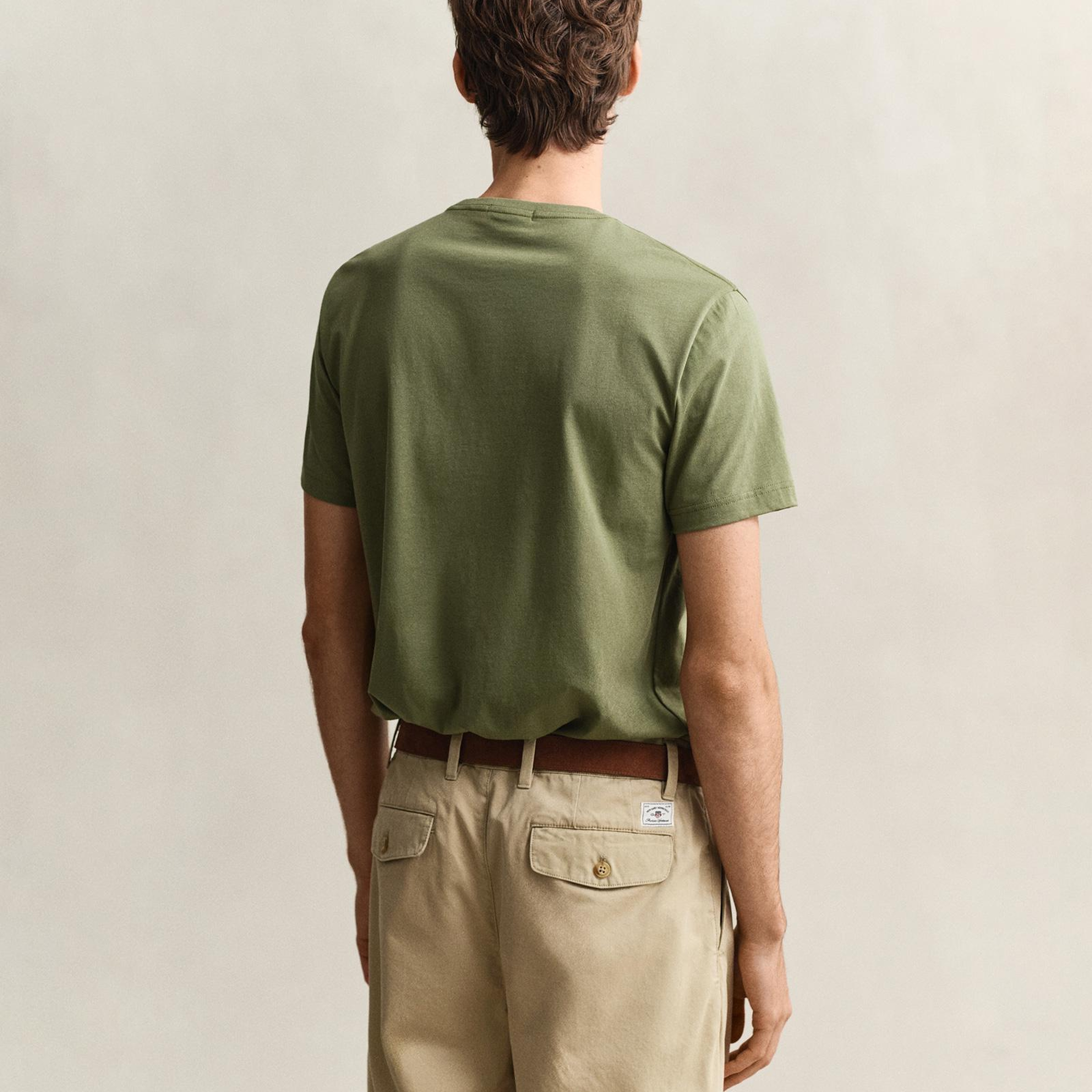 GANT Erkek Yeşil Bisiklet Yaka Regular Fit Logolu T-Shirt