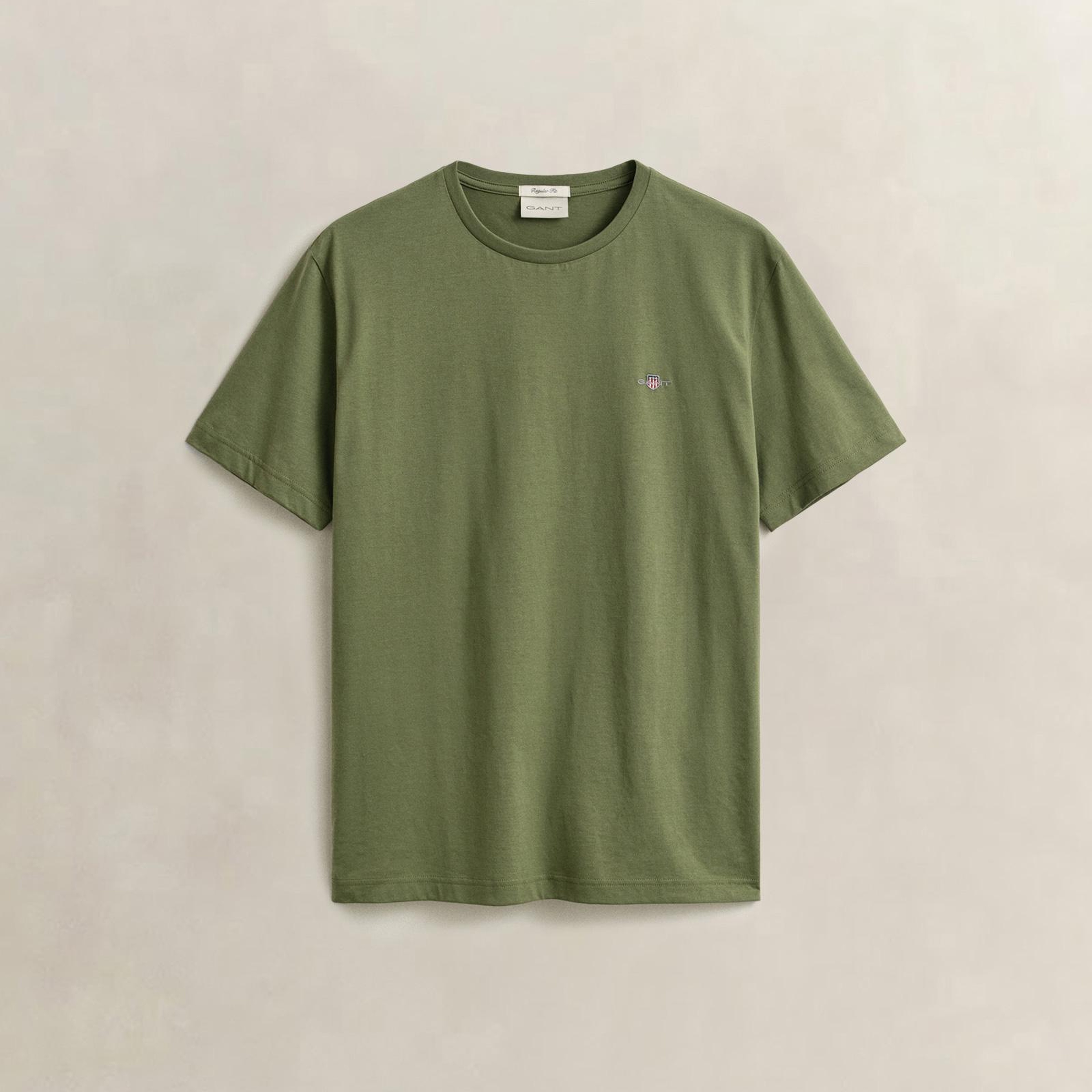 GANT Erkek Yeşil Bisiklet Yaka Regular Fit Logolu T-Shirt