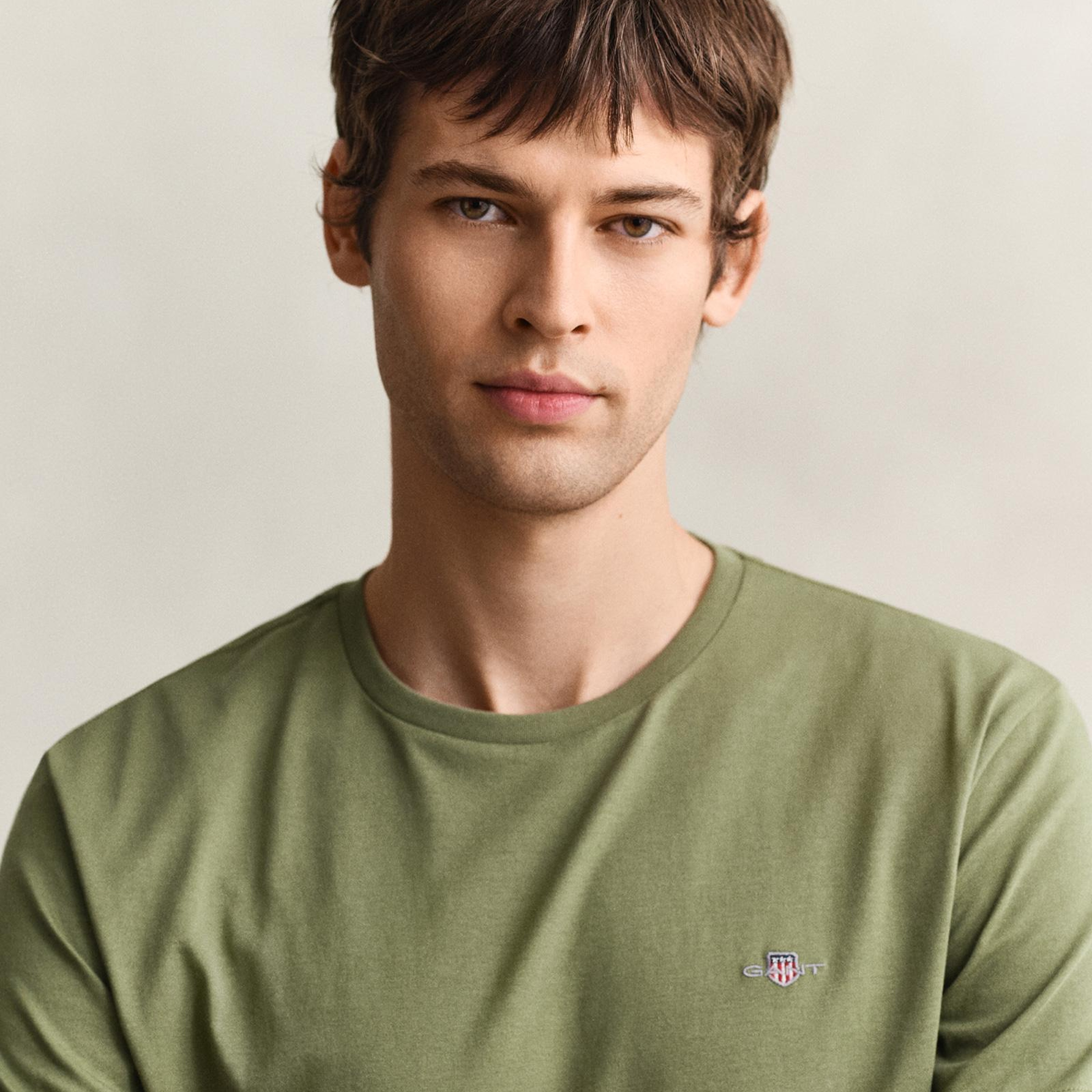 GANT Erkek Yeşil Bisiklet Yaka Regular Fit Logolu T-Shirt