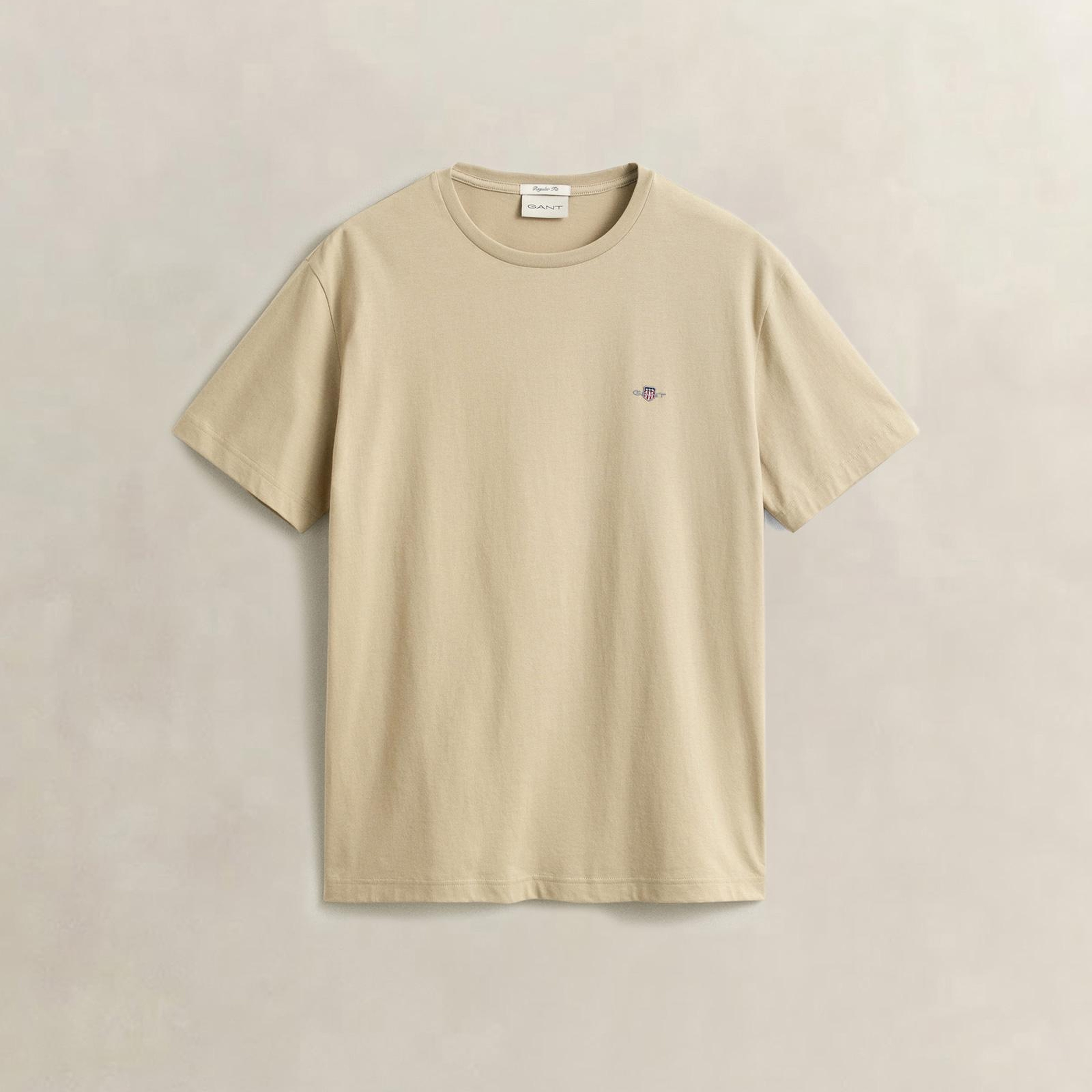GANT Erkek Bej Bisiklet Yaka Regular Fit Logolu T-Shirt