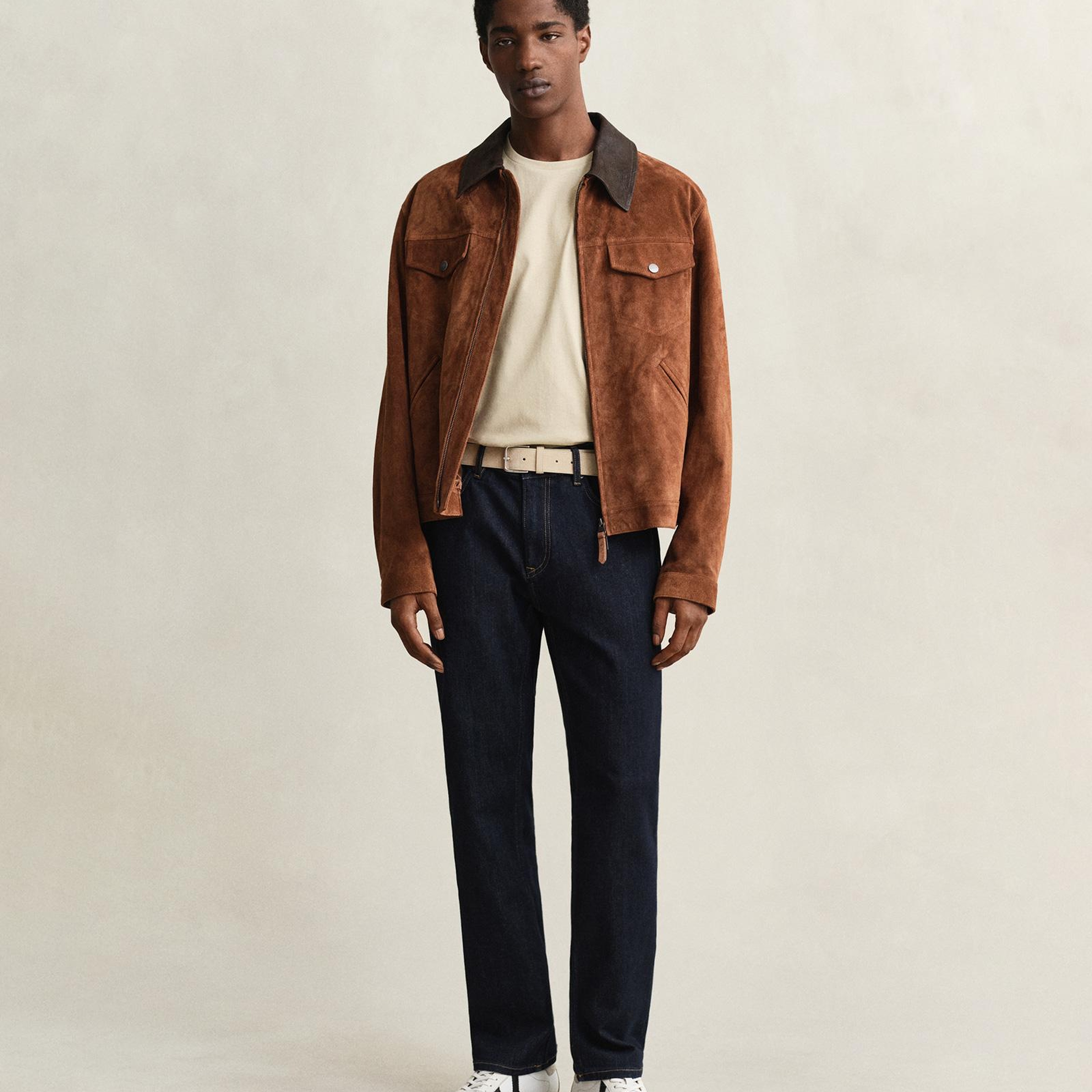 GANT Erkek Bej Bisiklet Yaka Regular Fit Logolu T-Shirt