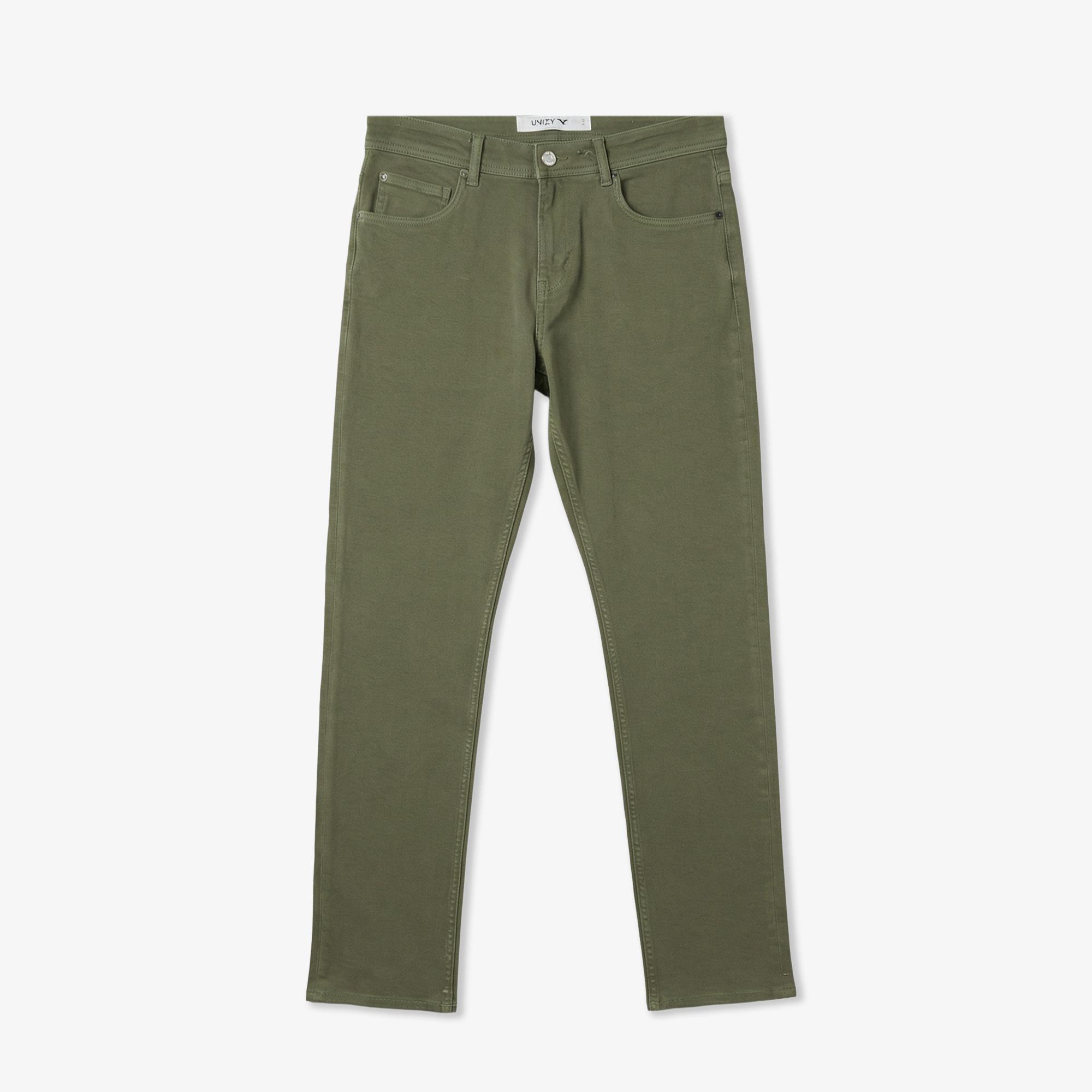Erkek Slim Fit Haki Jean Pantolon
