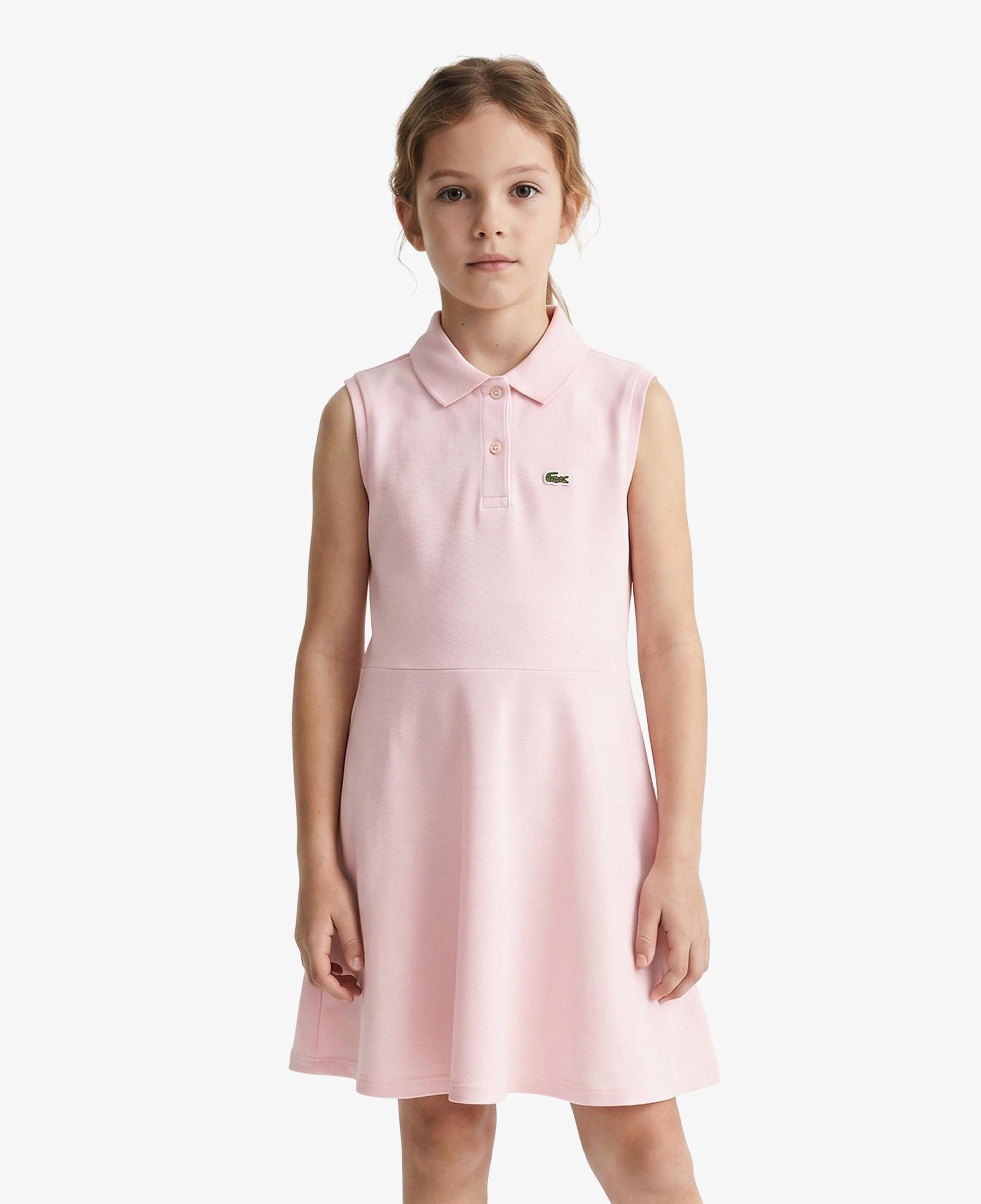 Kız Çocuk Kolsuz Polo Yaka Pembe Elbise