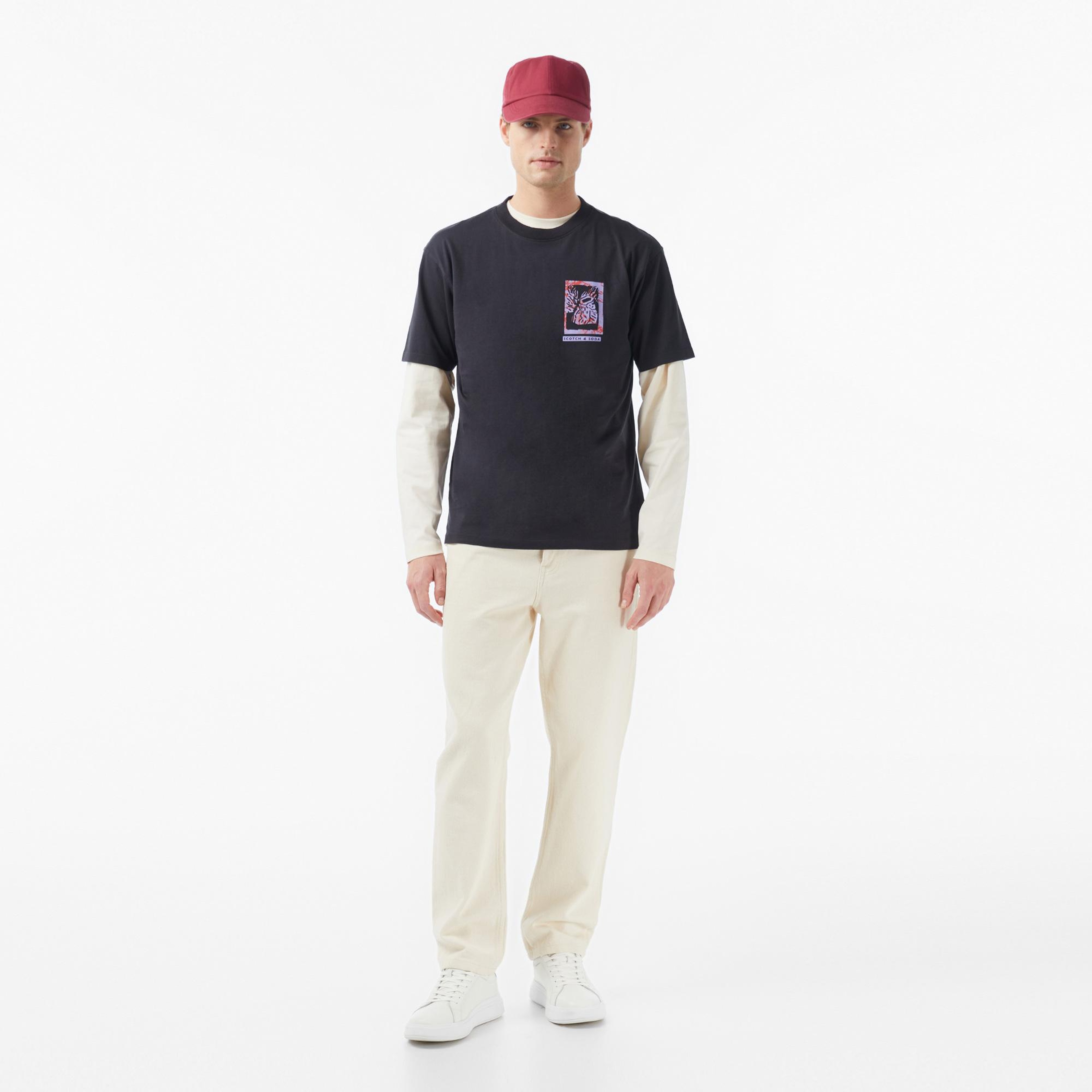 Scotch&Soda Relaxed Fit Front Back Erkek Gri T-Shirt
