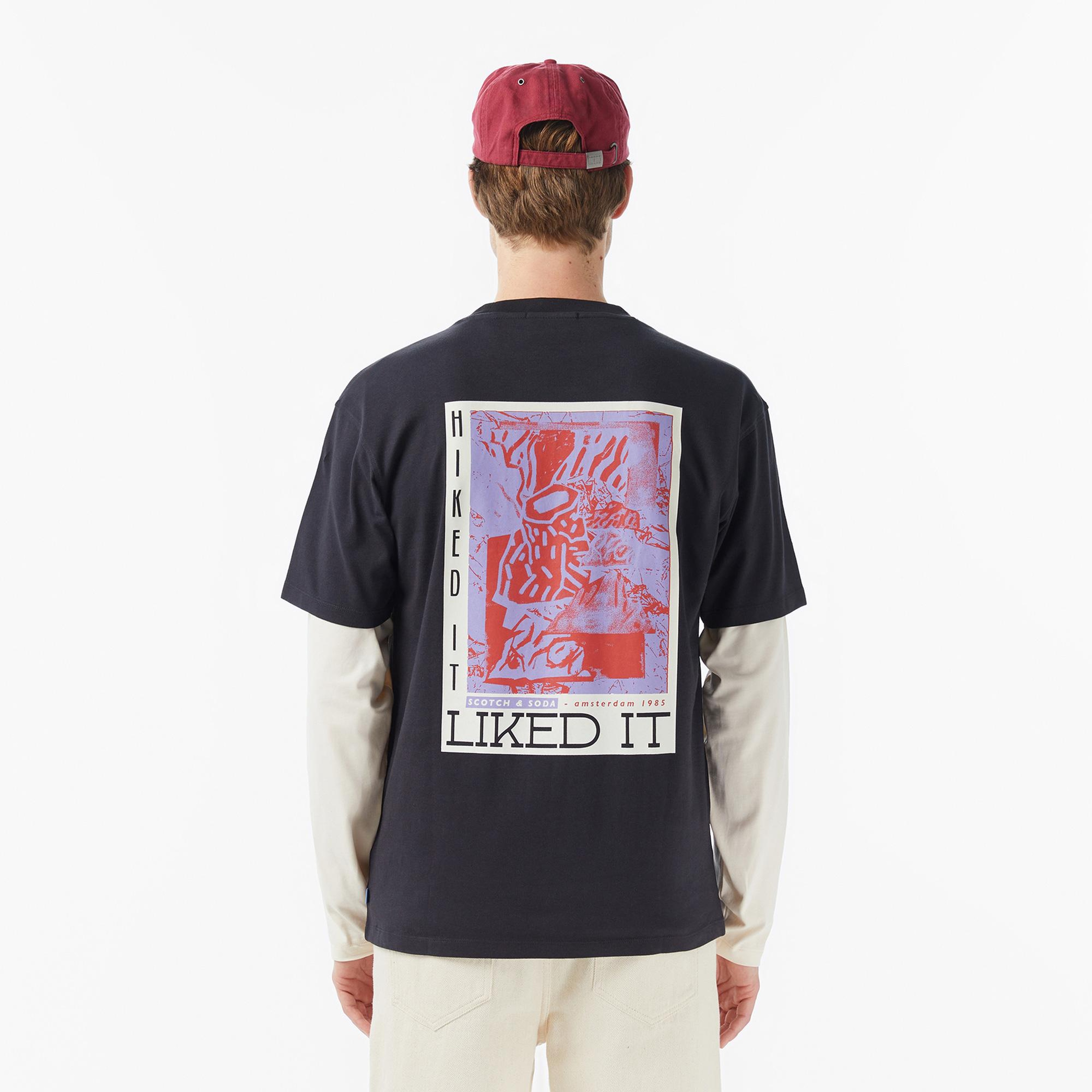 Scotch&Soda Relaxed Fit Front Back Erkek Gri T-Shirt