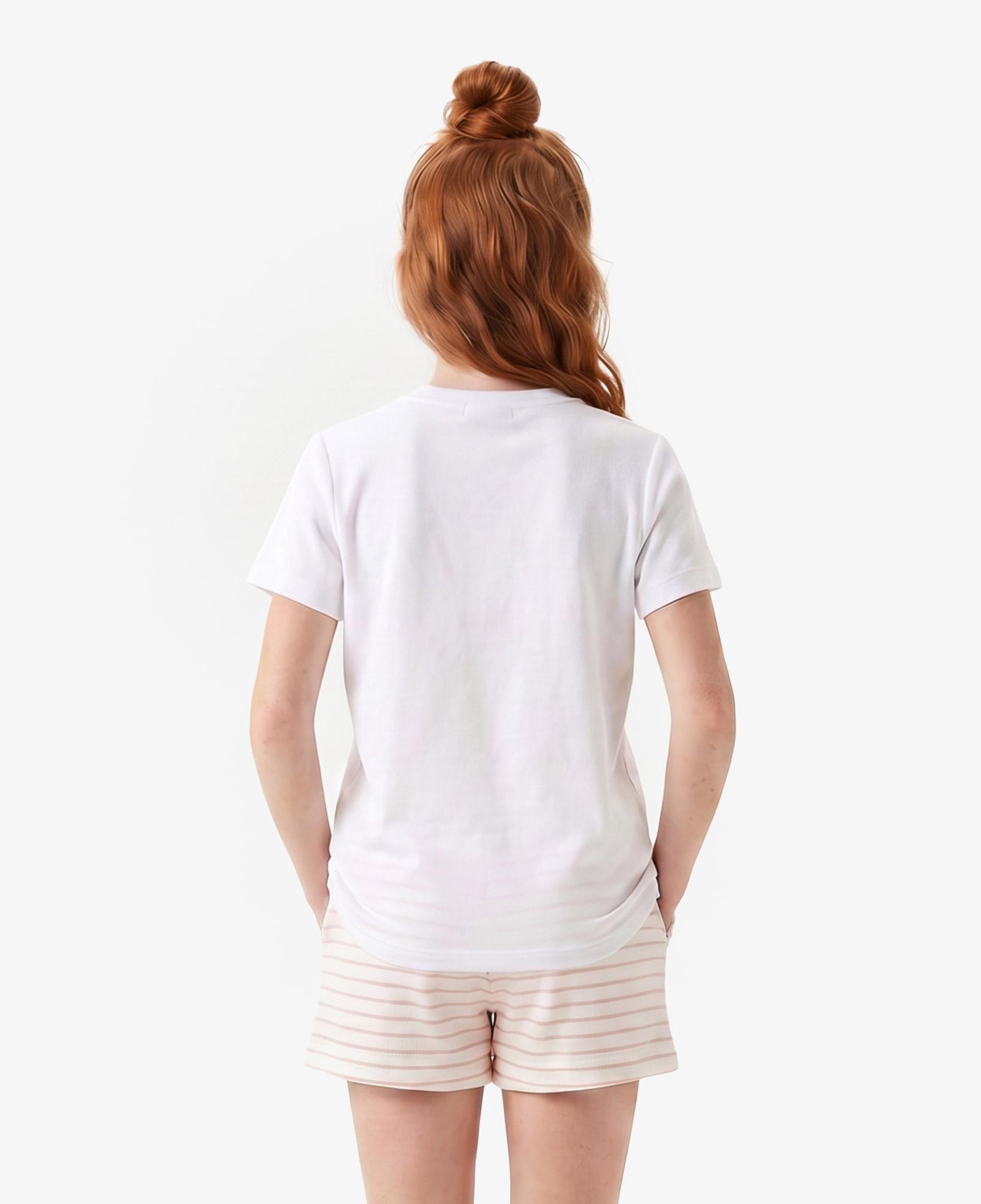 Çocuk Bisiklet Yaka Baskılı Beyaz T-Shirt