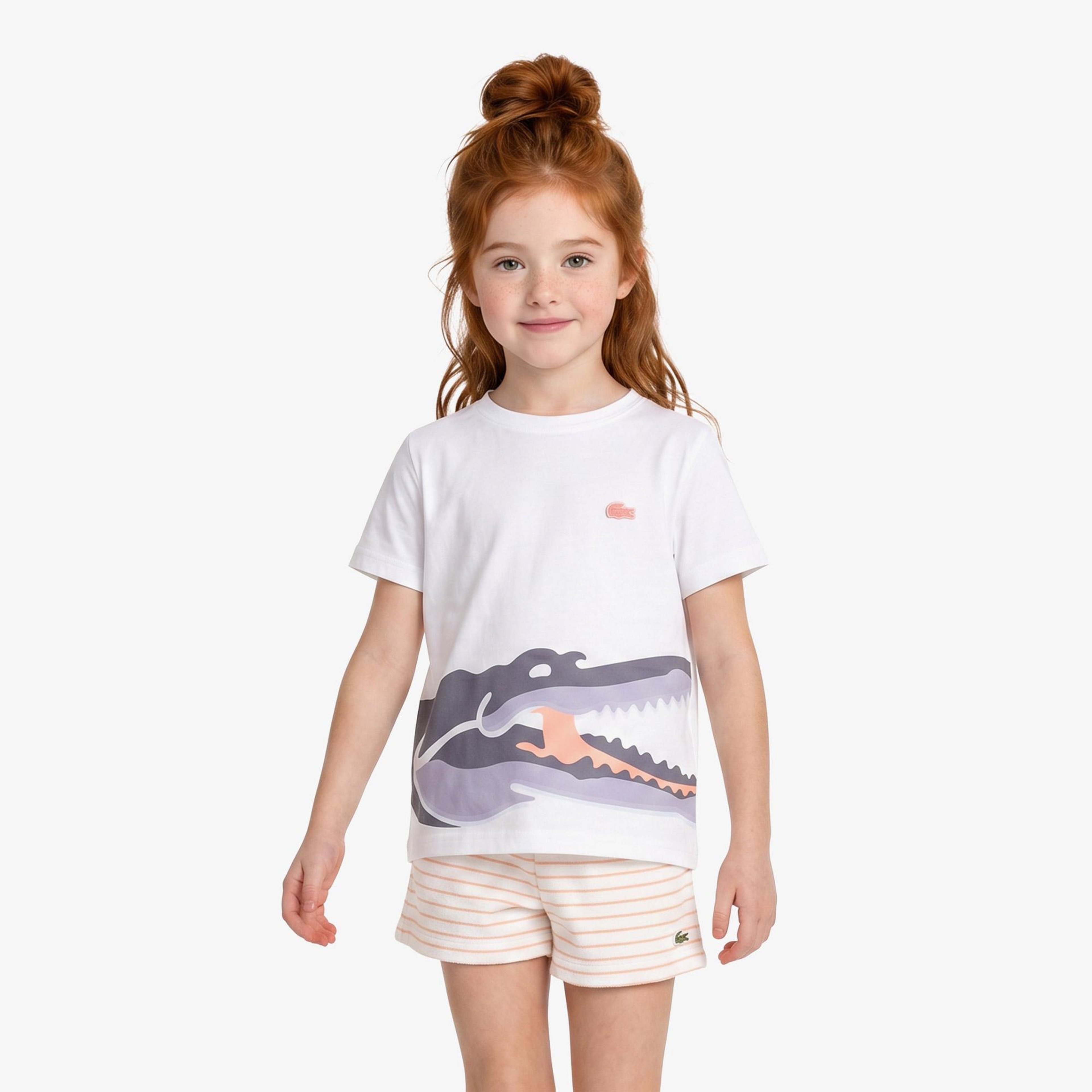Çocuk Bisiklet Yaka Baskılı Beyaz T-Shirt
