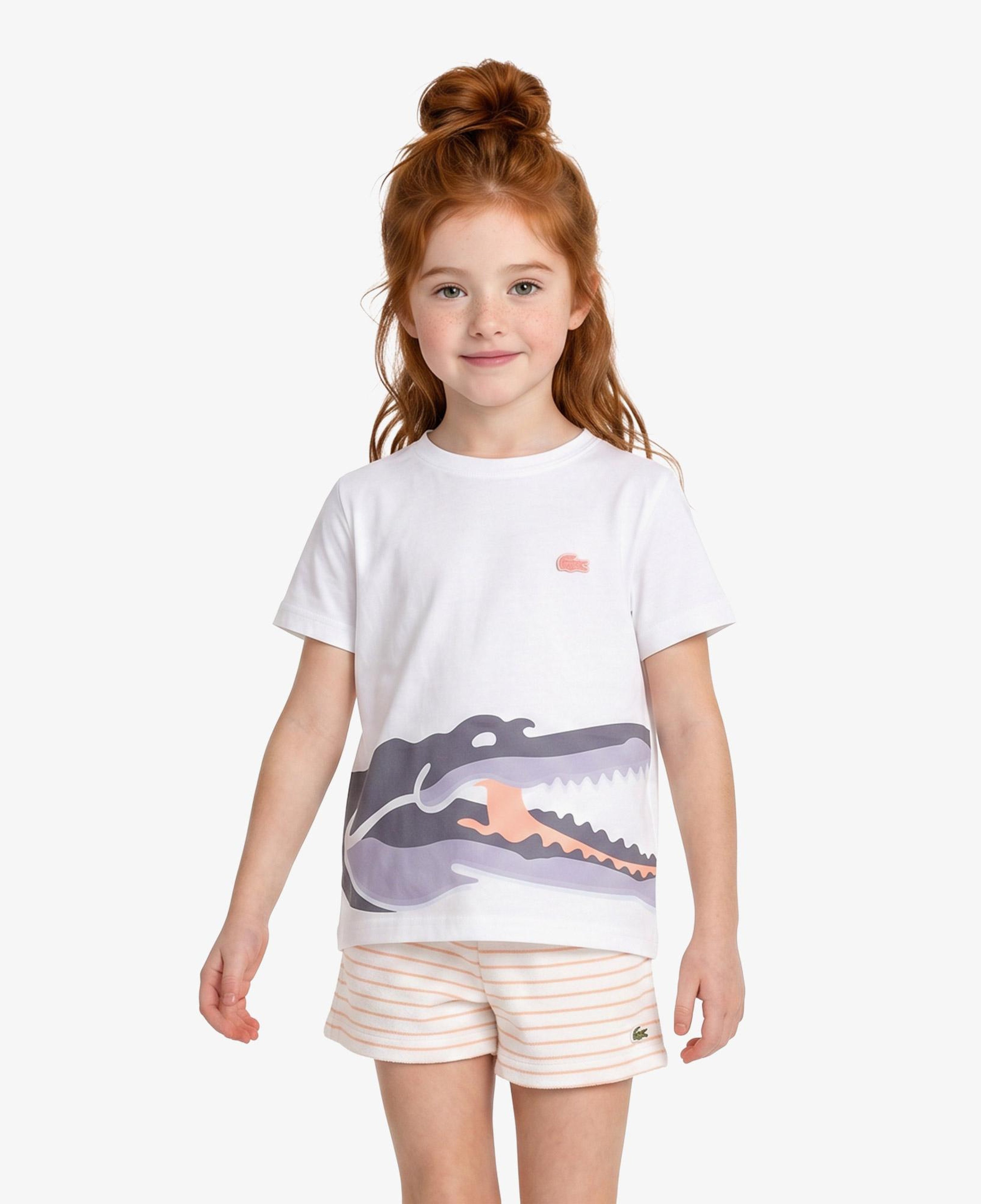 Çocuk Bisiklet Yaka Baskılı Beyaz T-Shirt