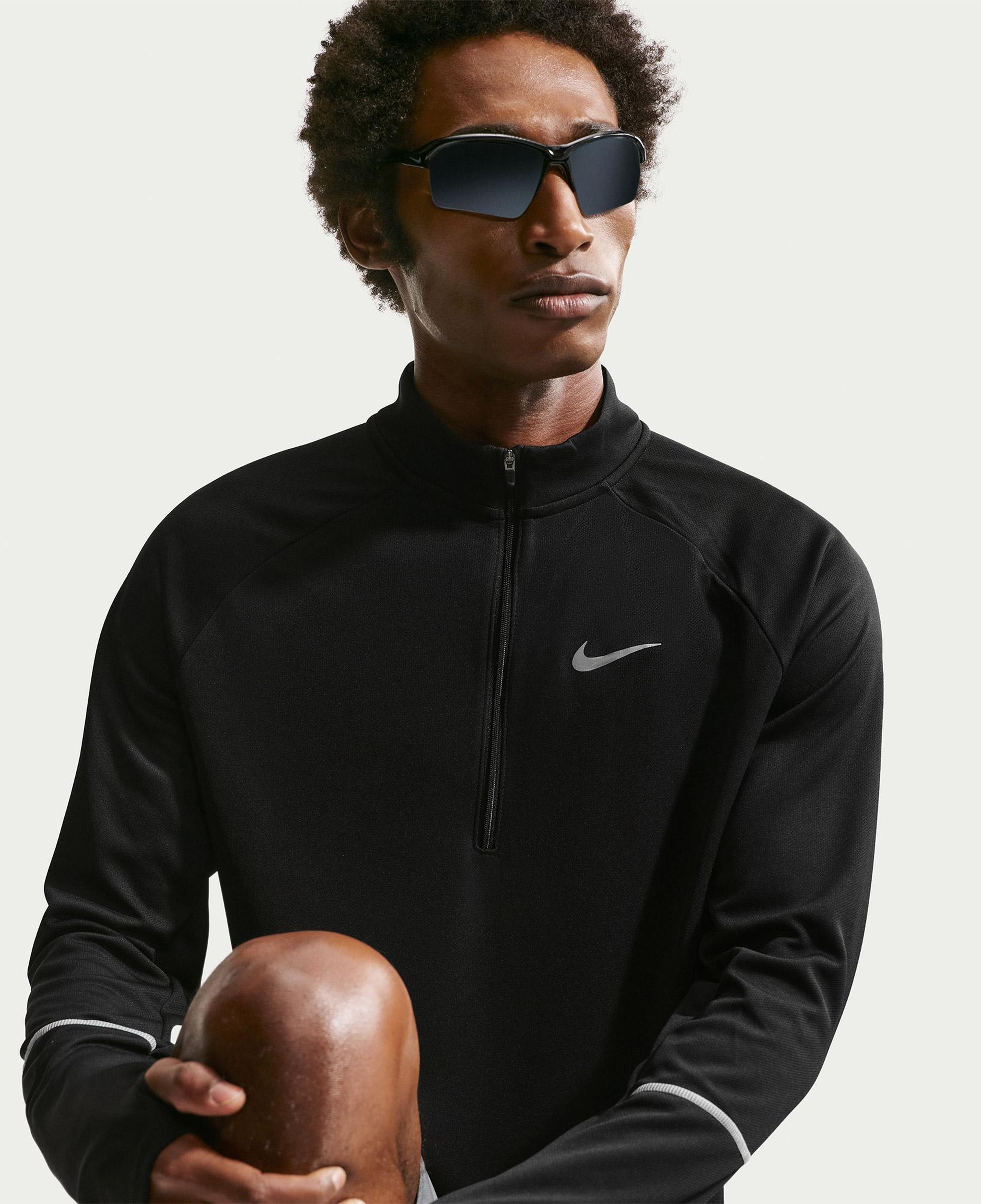 Nike Dri-Fit UV Miler Erkek Siyah Uzun Kollu T-Shirt