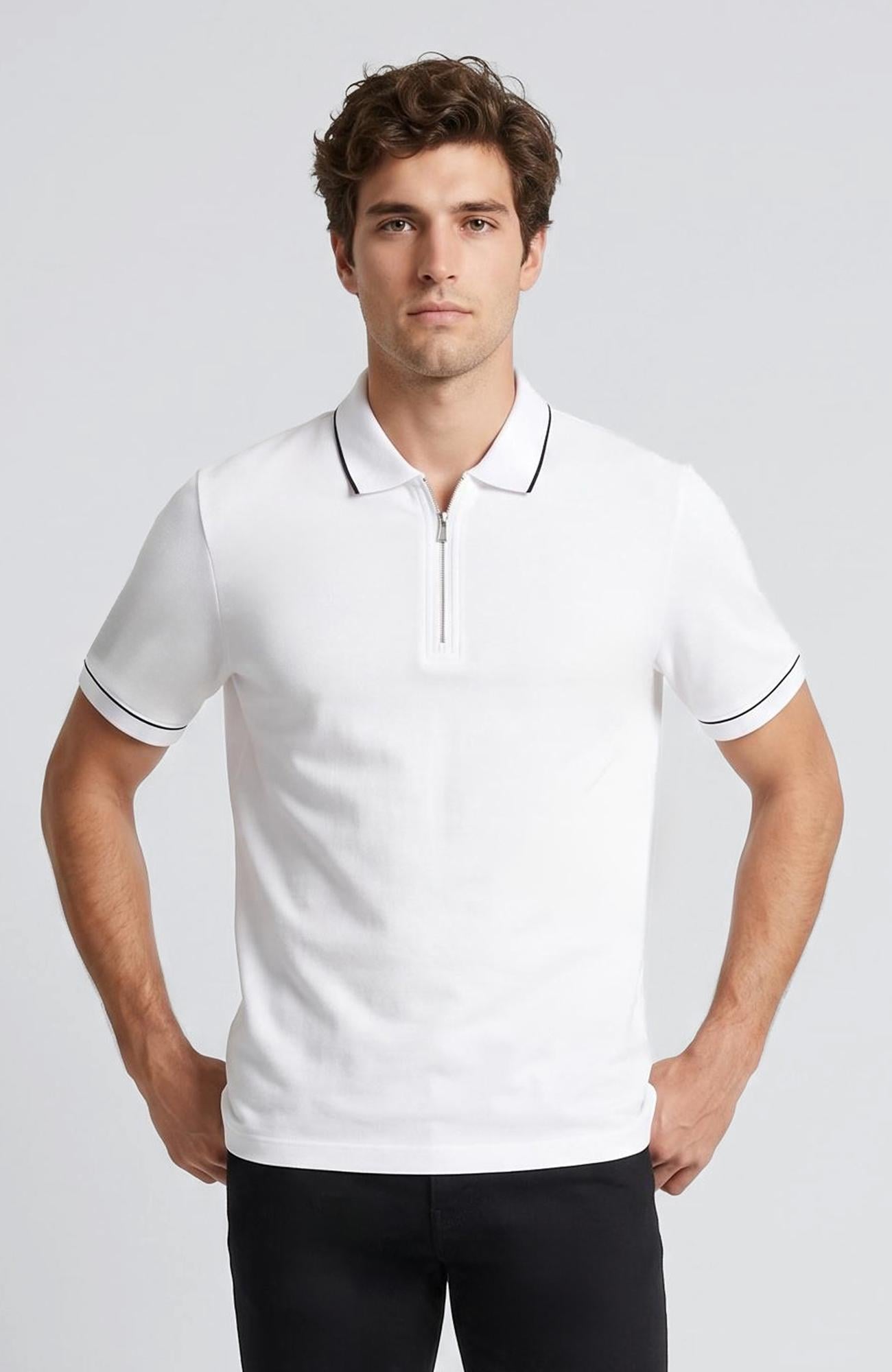 Network Erkek Beyaz Polo Pike T-shirt