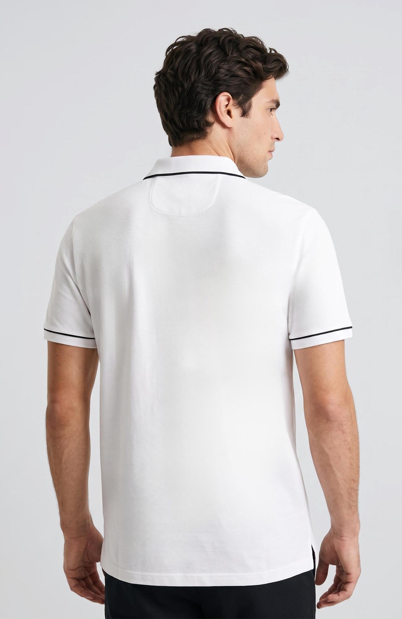 Network Erkek Beyaz Polo Pike T-shirt