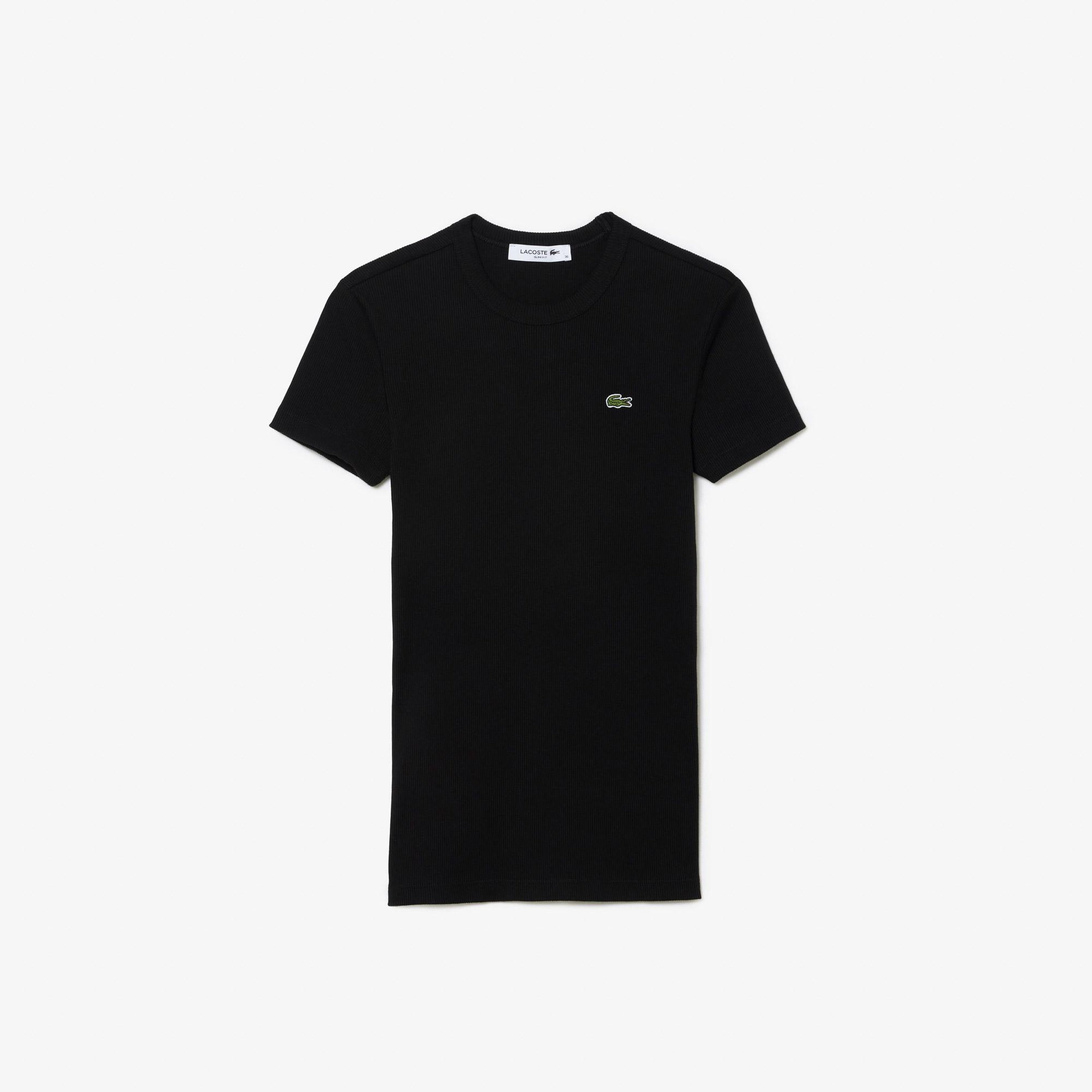 Kadın Slim Fit Bisiklet Yaka Siyah T-Shirt