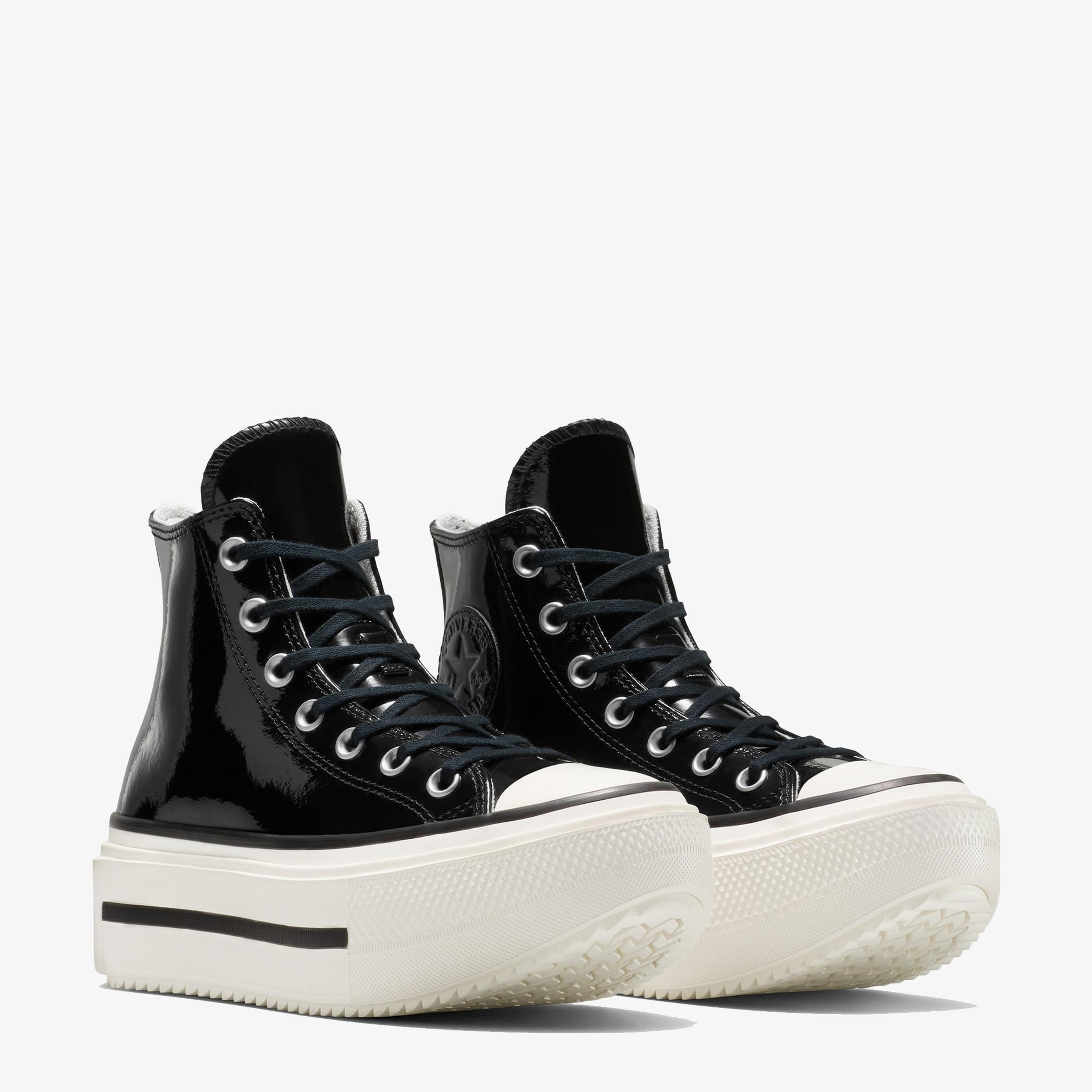 Converse Chuck Taylor All Star Lift Double Stack Platform Deri Unisex Siyah Sneaker