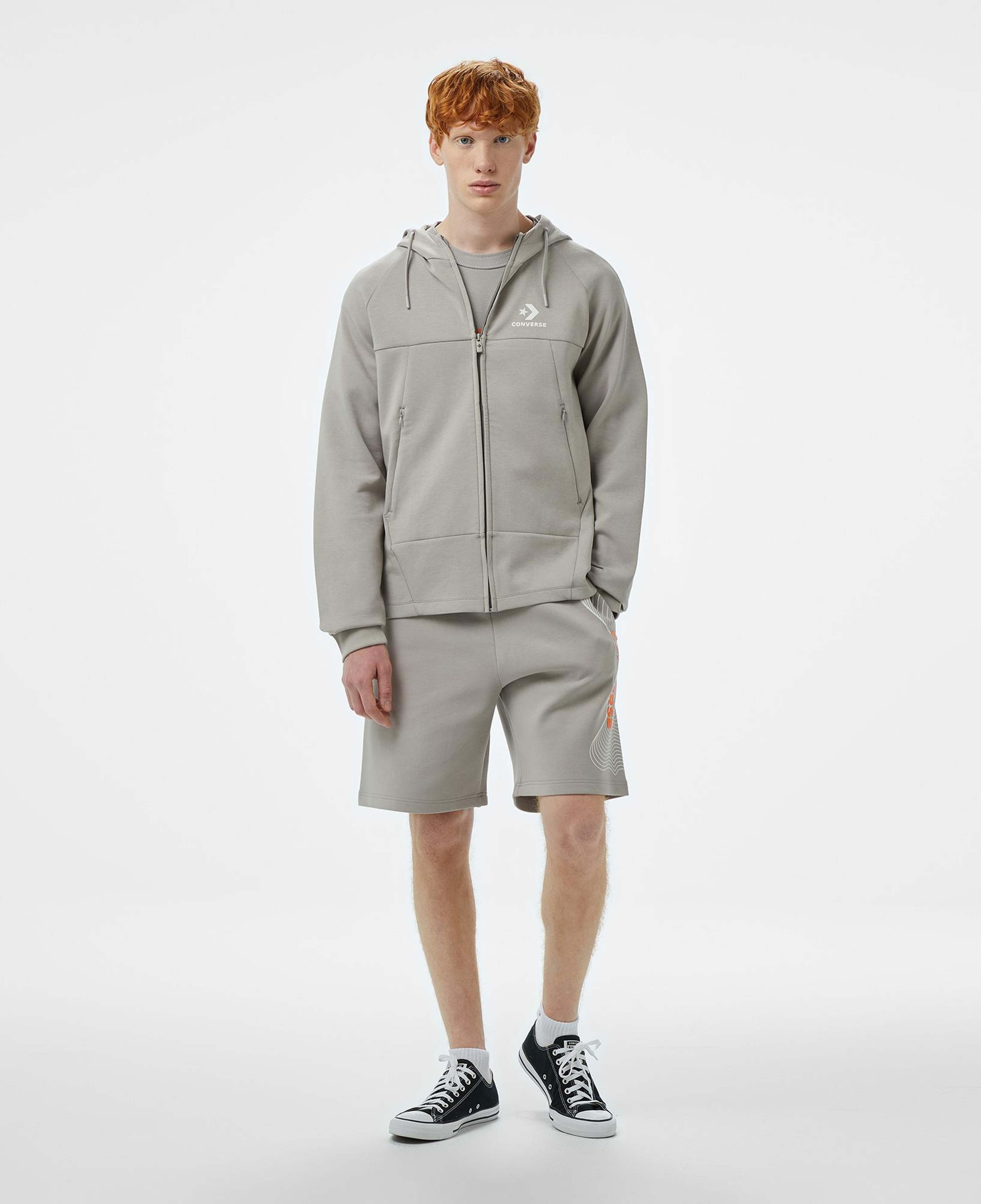 Converse Star Chevron Baskılı Erkek Regular Fit Gri Hoodie