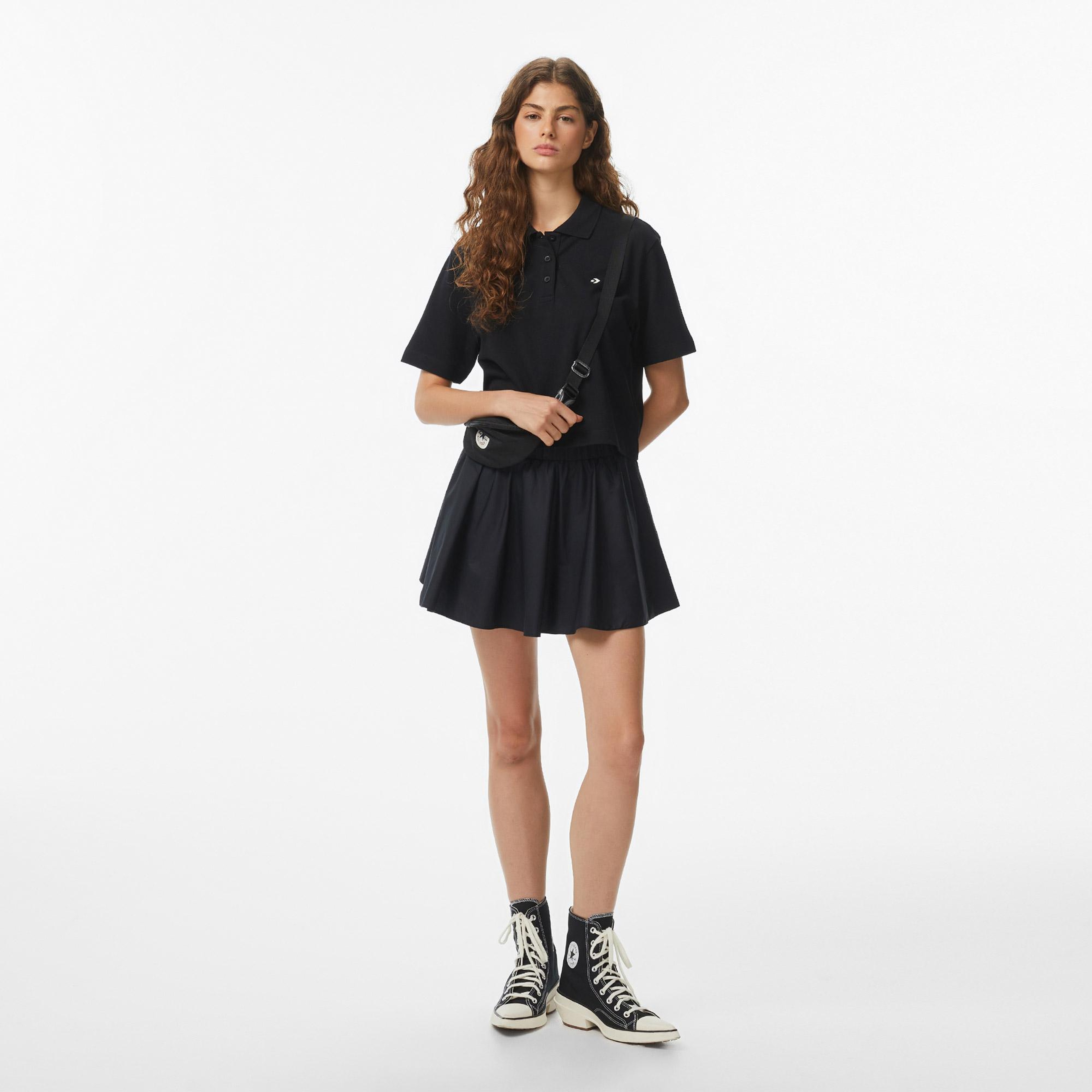 Converse Kadın Siyah Polo Yaka T-Shirt