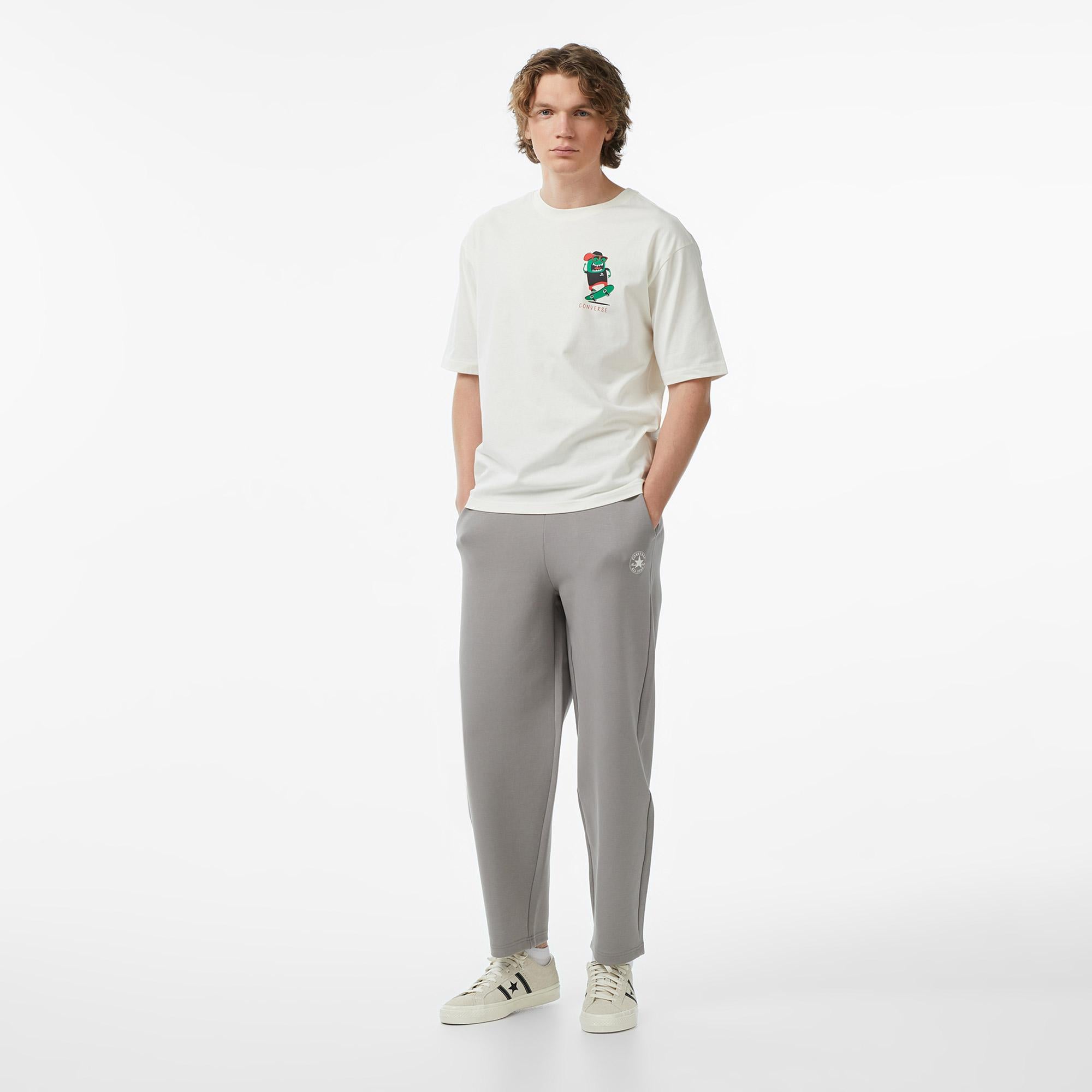 Converse Erkek Krem Grafik Baskılı T-Shirt
