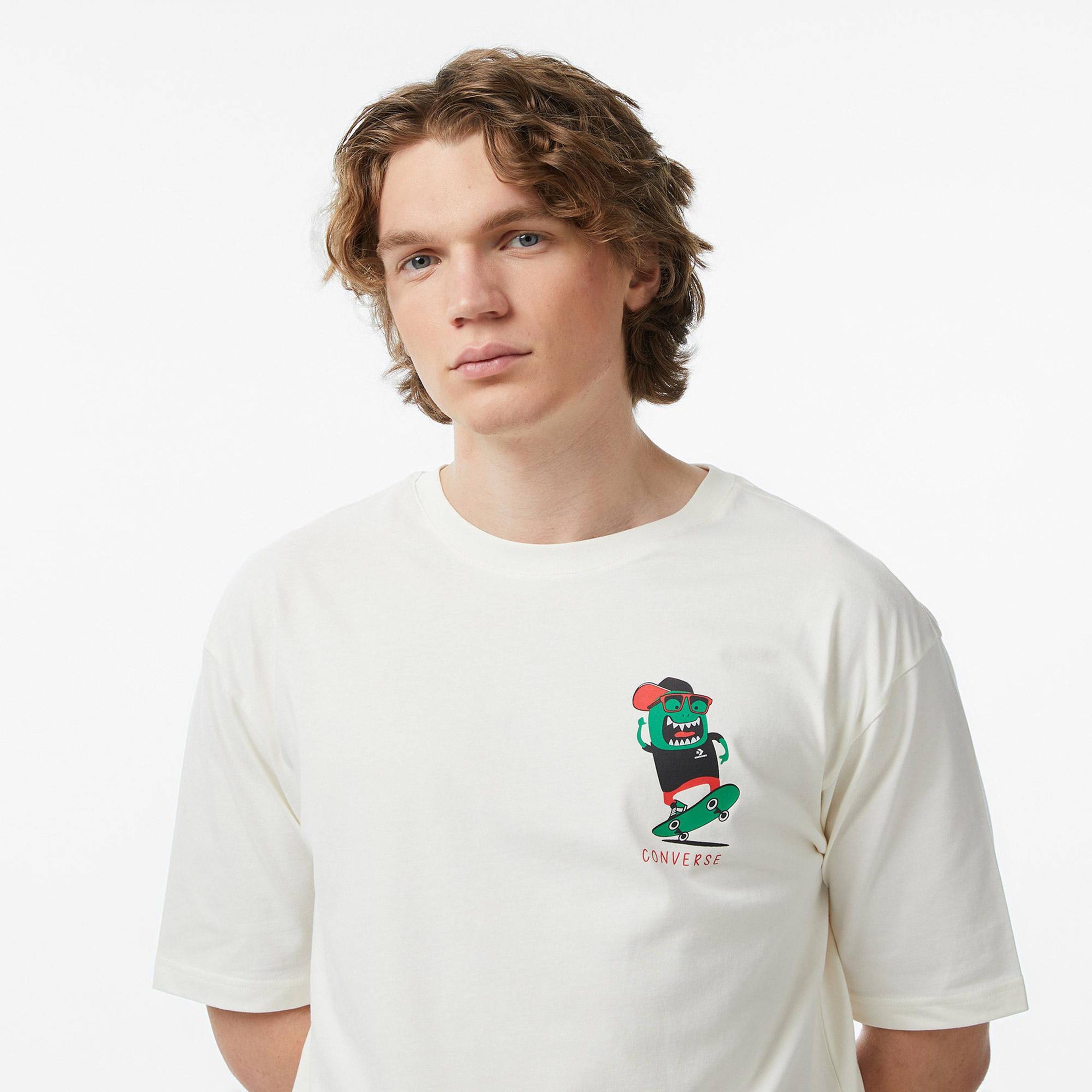 Converse Erkek Krem Grafik Baskılı T-Shirt