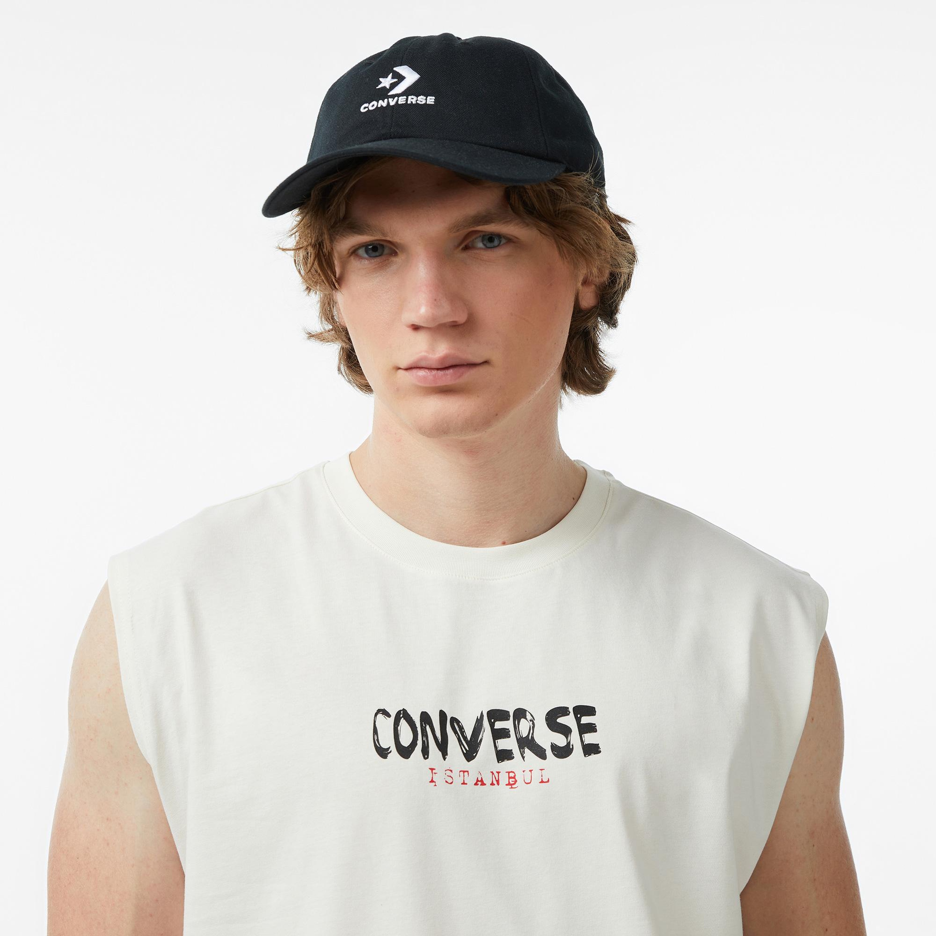 Converse Erkek Krem Grafik Baskılı Kolsuz T-Shirt