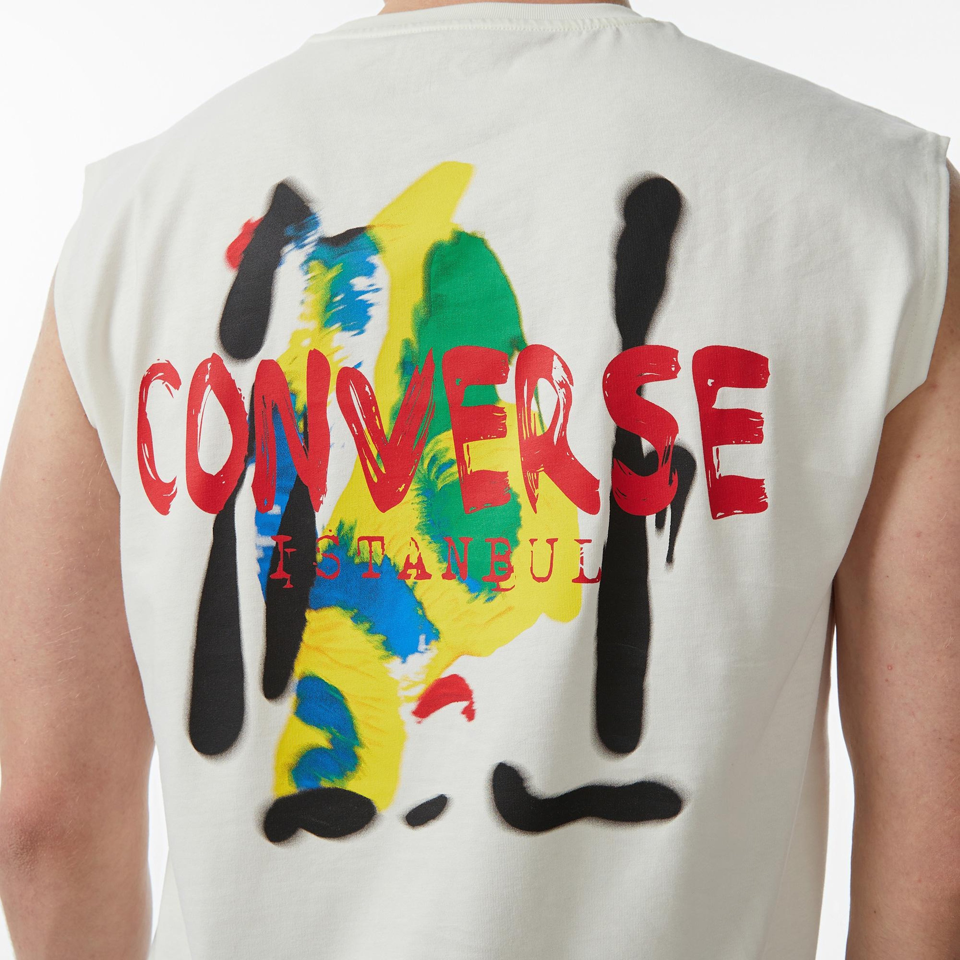 Converse Erkek Krem Grafik Baskılı Kolsuz T-Shirt