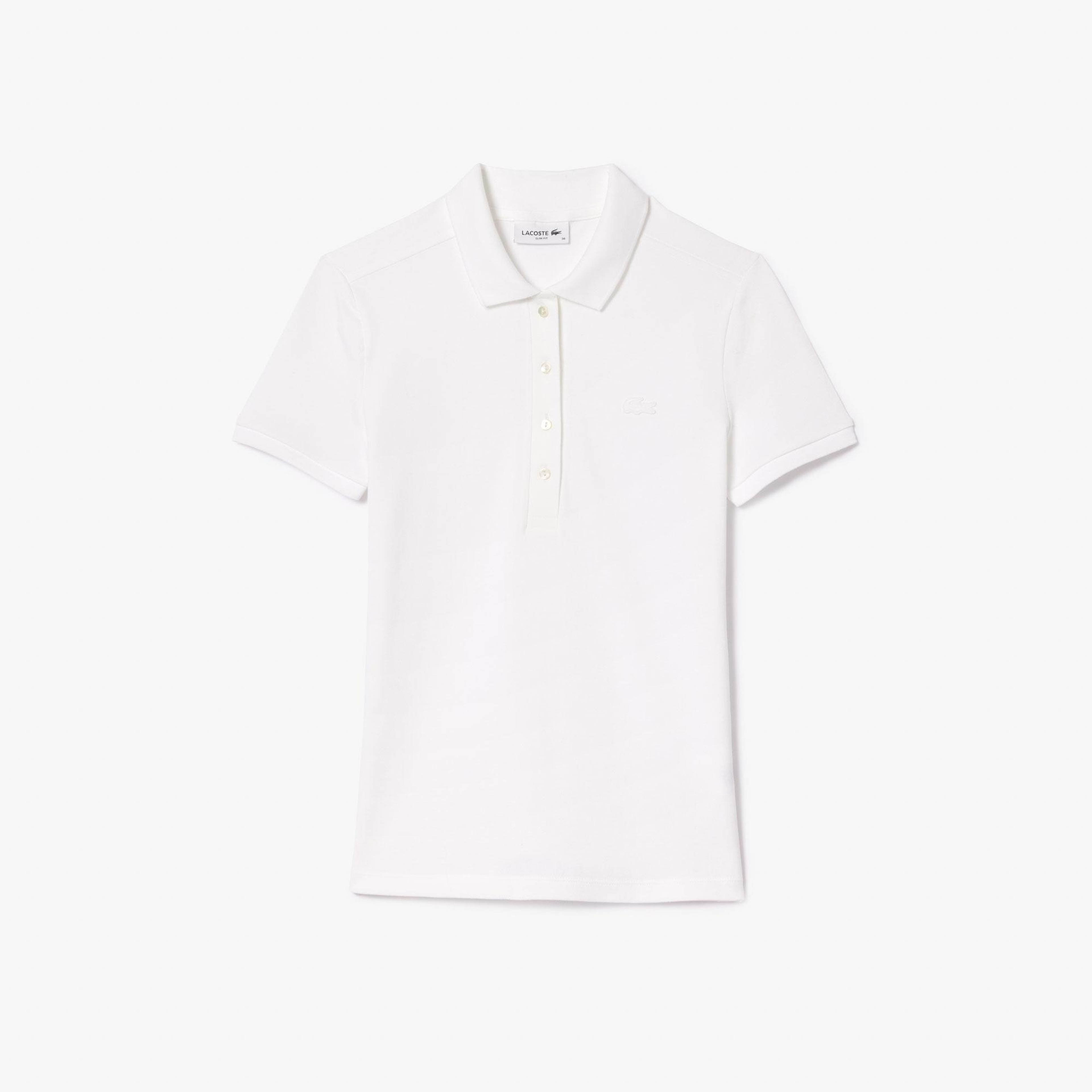 L.12.D Kadın Slim Fit Beyaz Polo