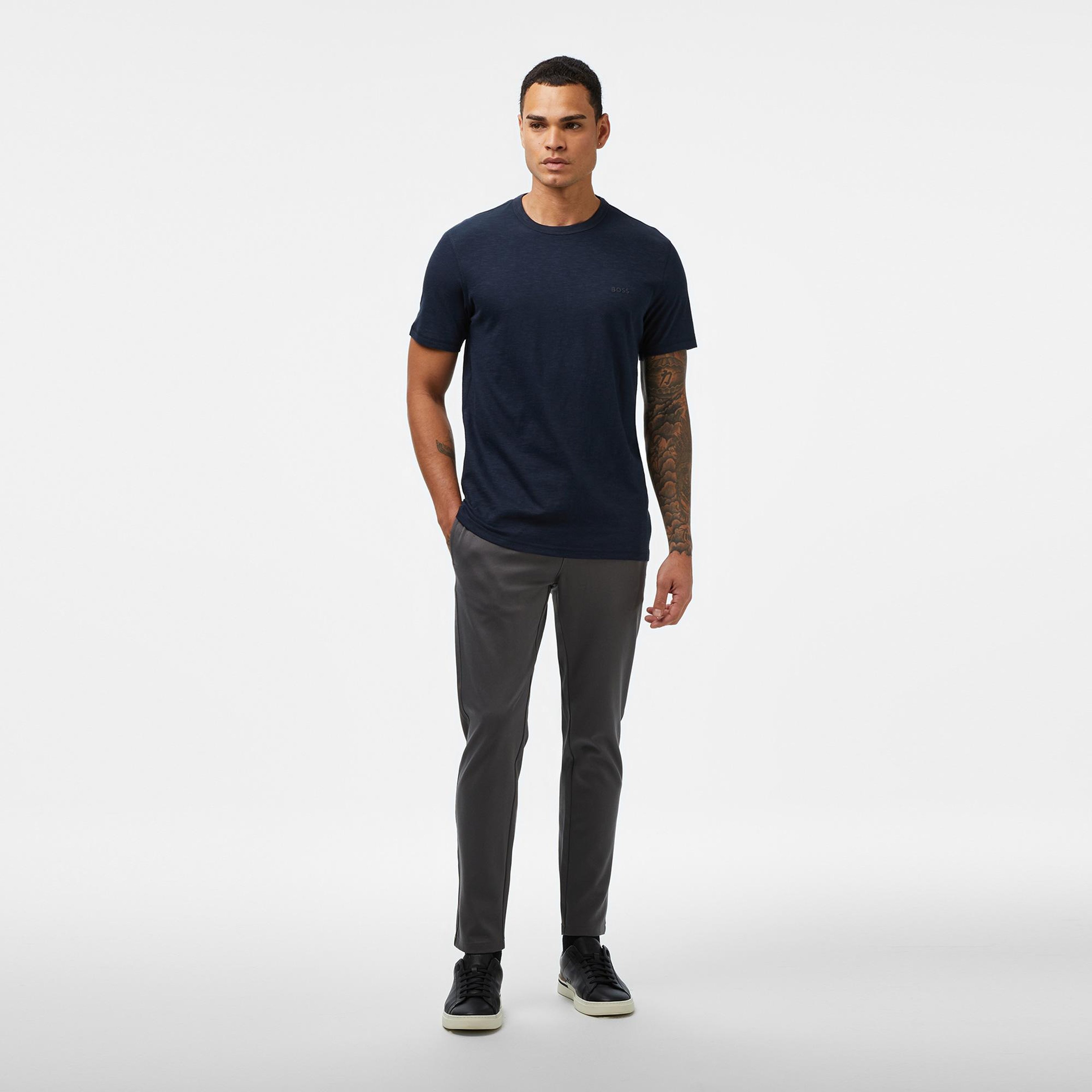 Boss Tegood Erkek Lacivert Keten T-Shirt
