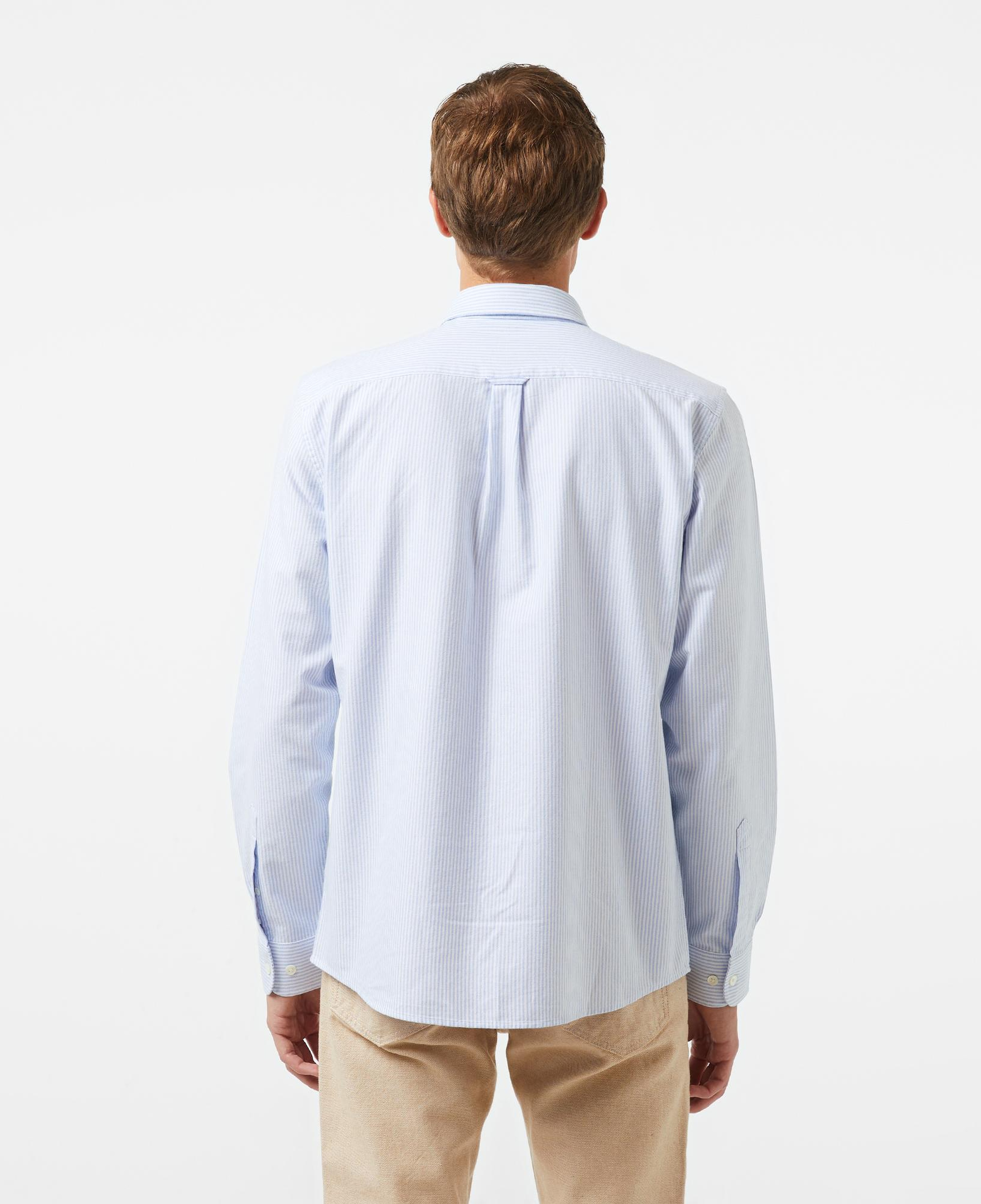 Lacoste Oxford Erkek Regular Fit Çizgili Organik Pamuk Açık Mavi Gömlek