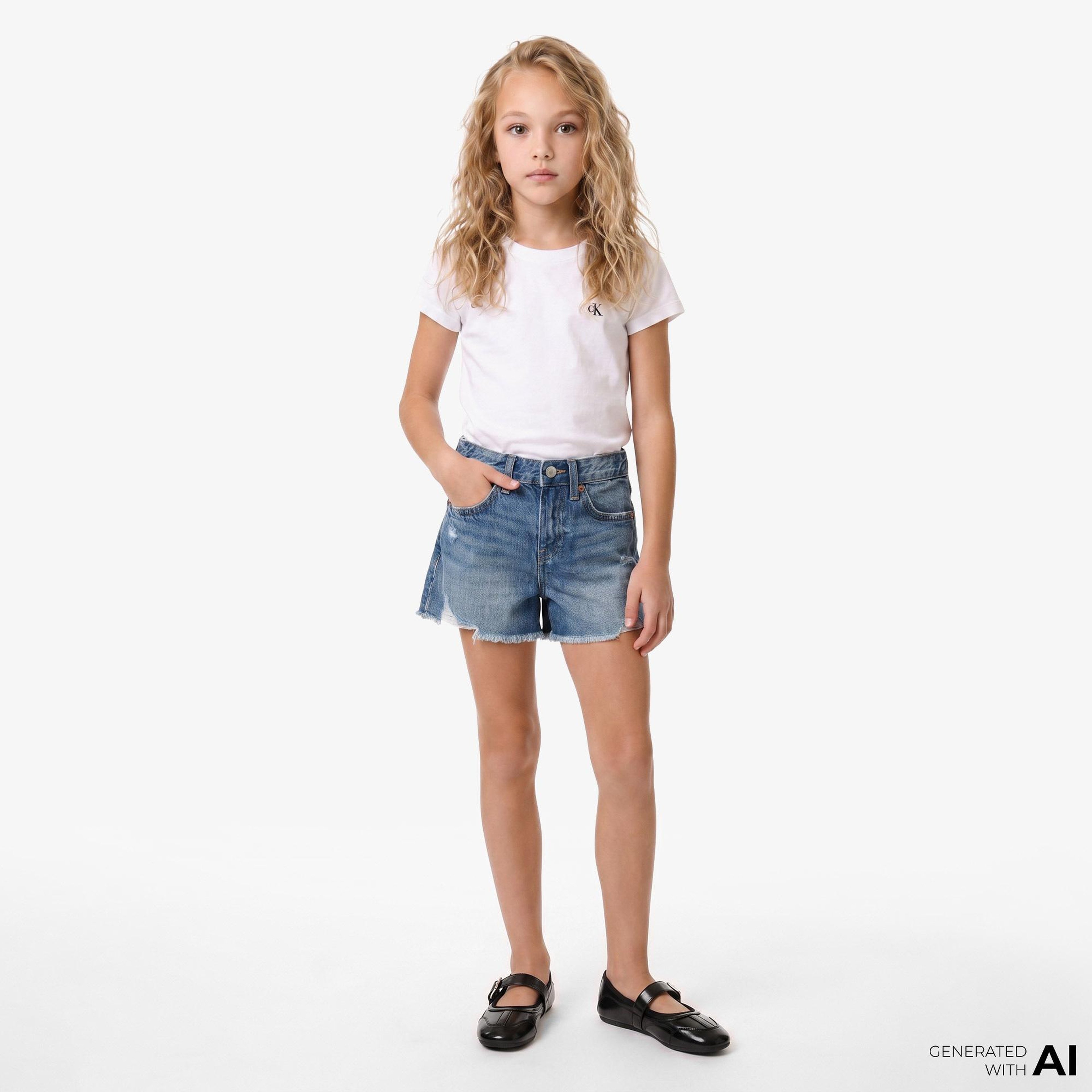 Calvin Klein Jeans Square Badge Çocuk Beyaz T-Shirt
