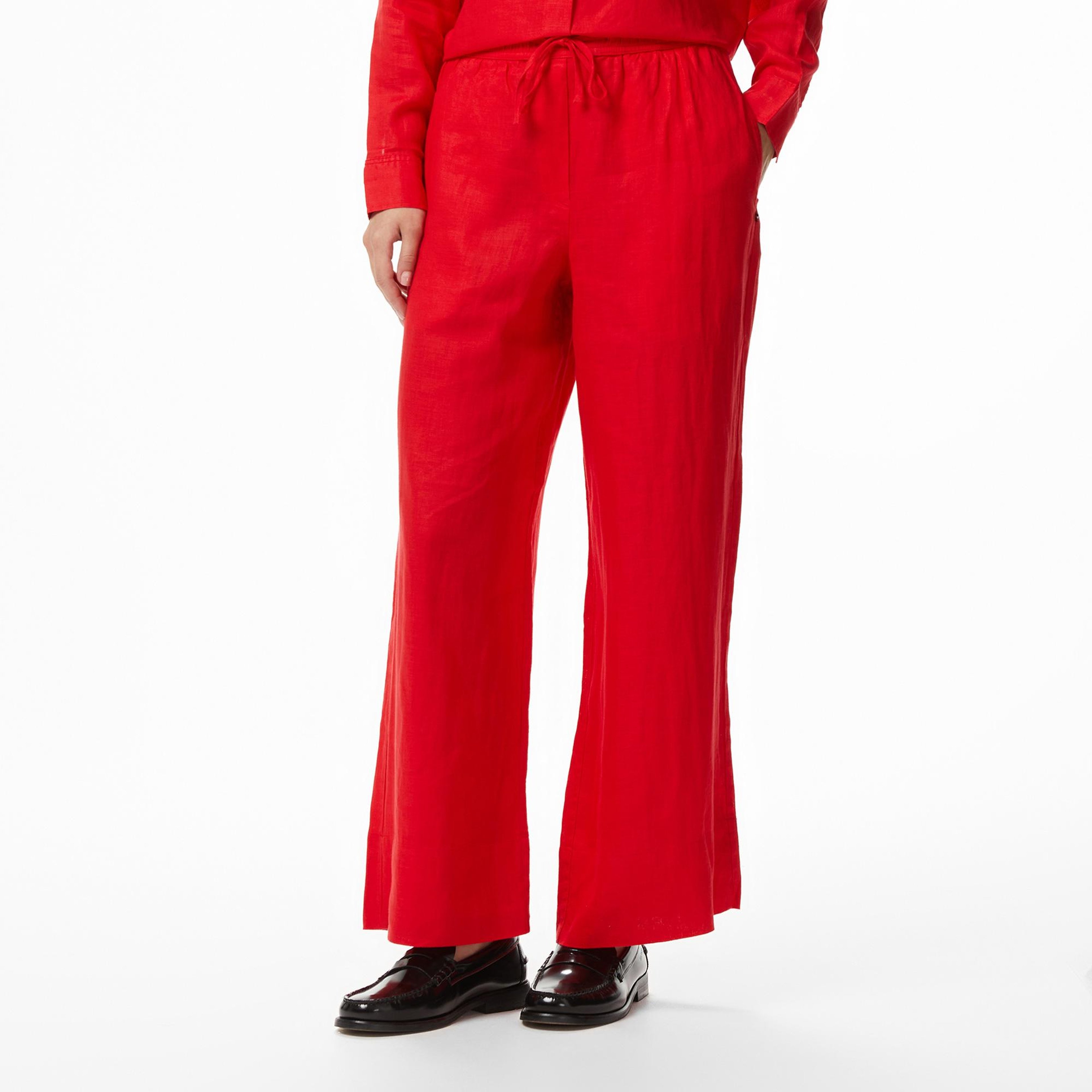 Tommy Hilfiger Essential Kadın Turuncu Keten Pantolon