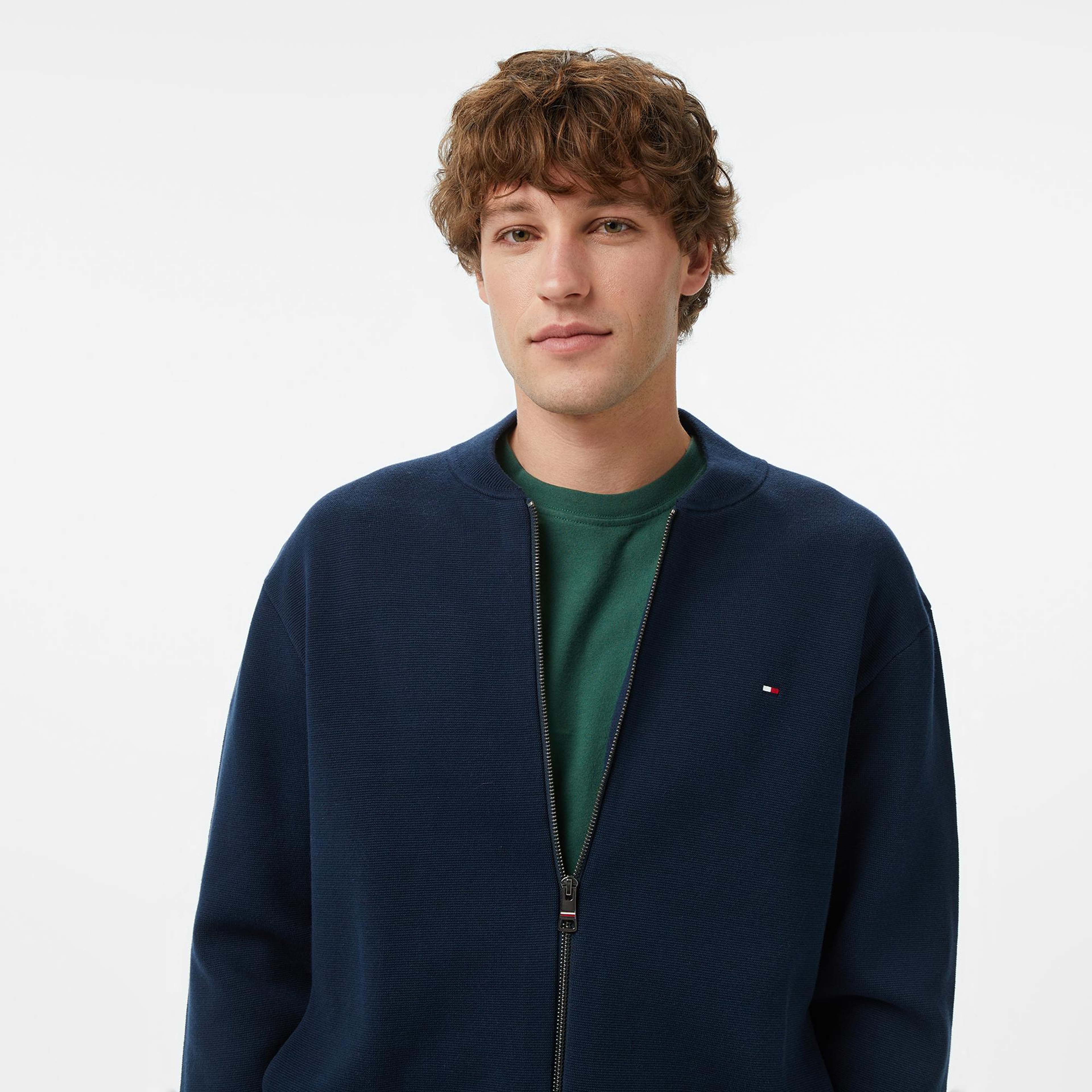 Tommy Hilfiger Seasonal Fabric Modal Erkek Lacivert Triko