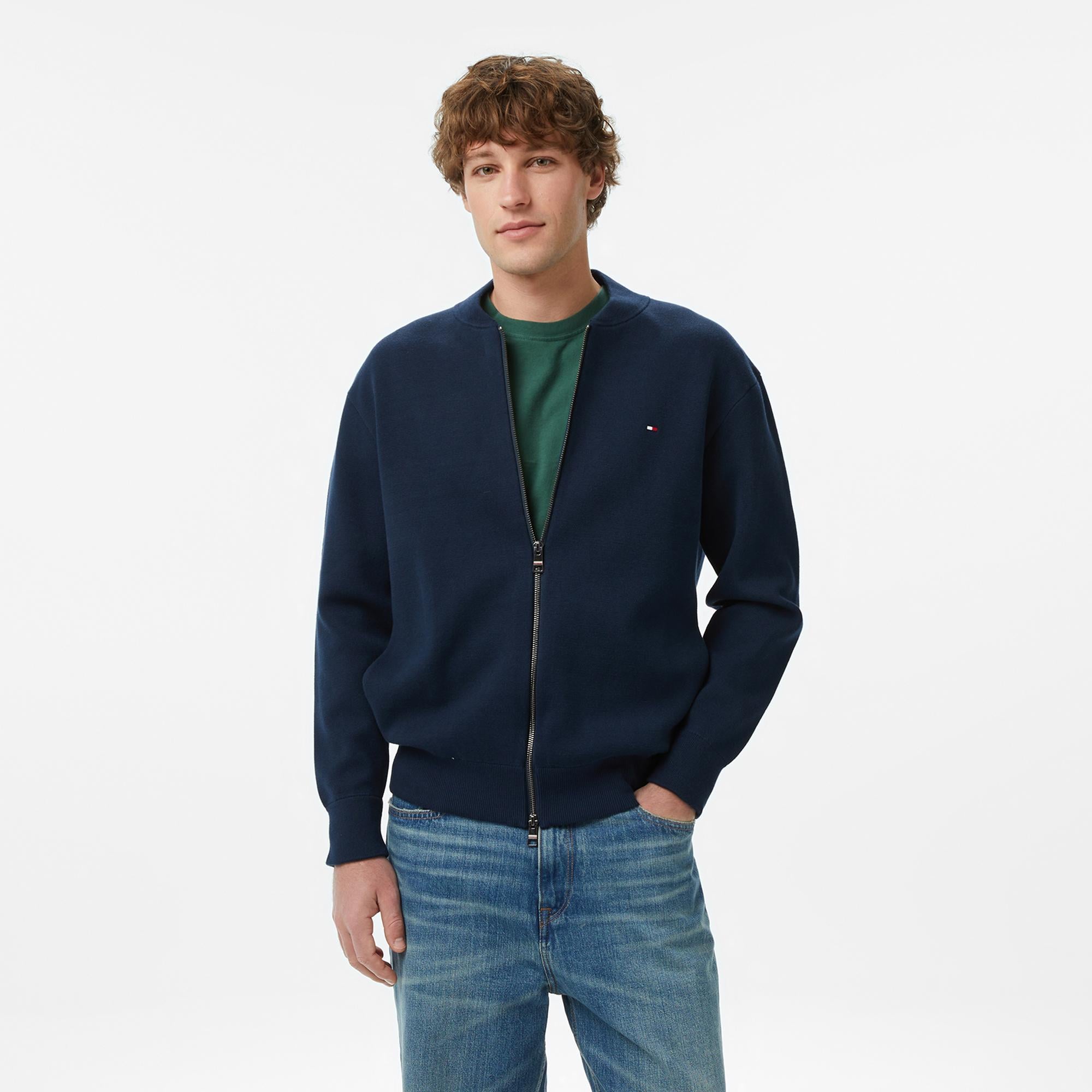 Tommy Hilfiger Seasonal Fabric Modal Erkek Lacivert Triko