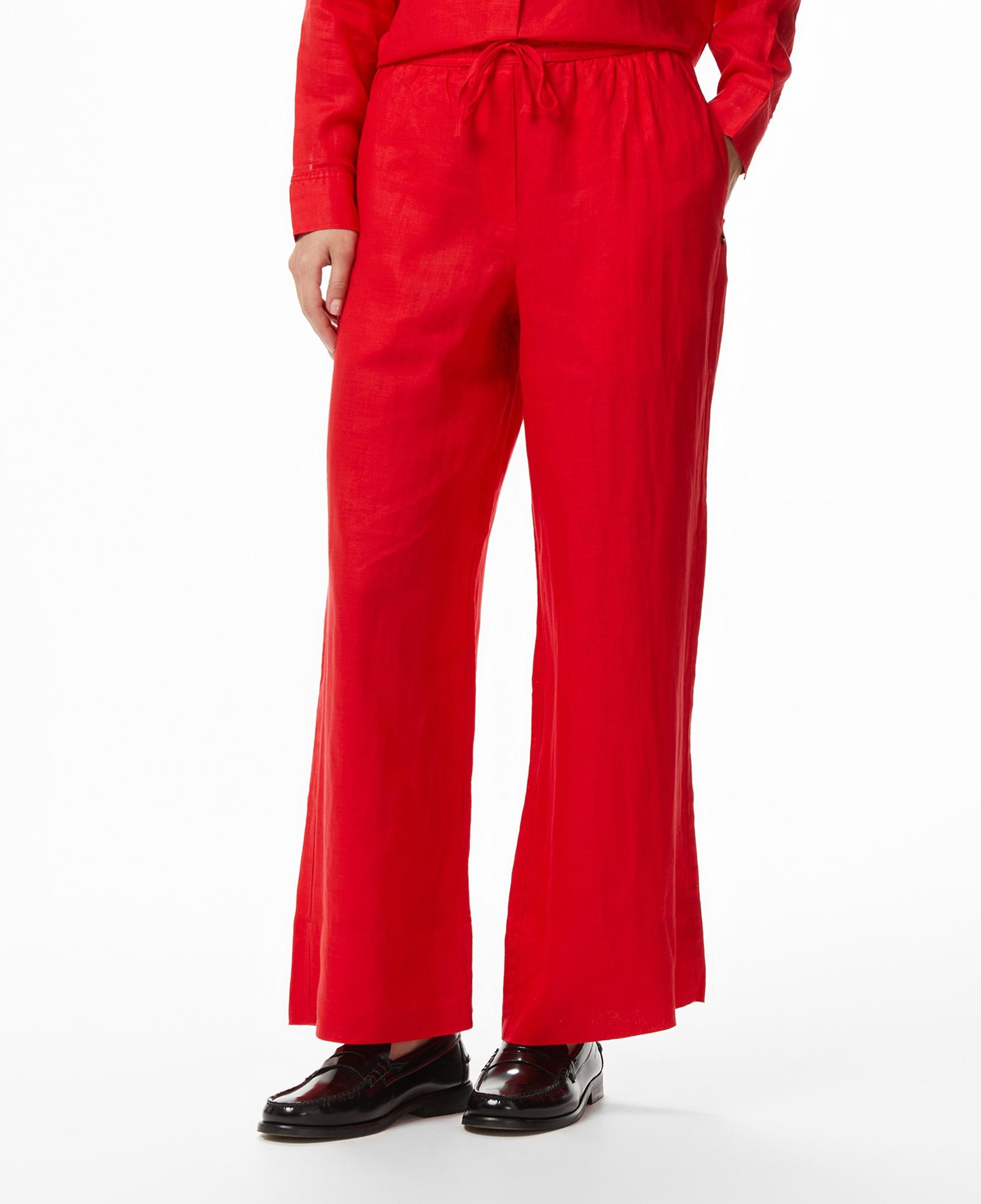 Tommy Hilfiger Essential Kadın Turuncu Keten Pantolon
