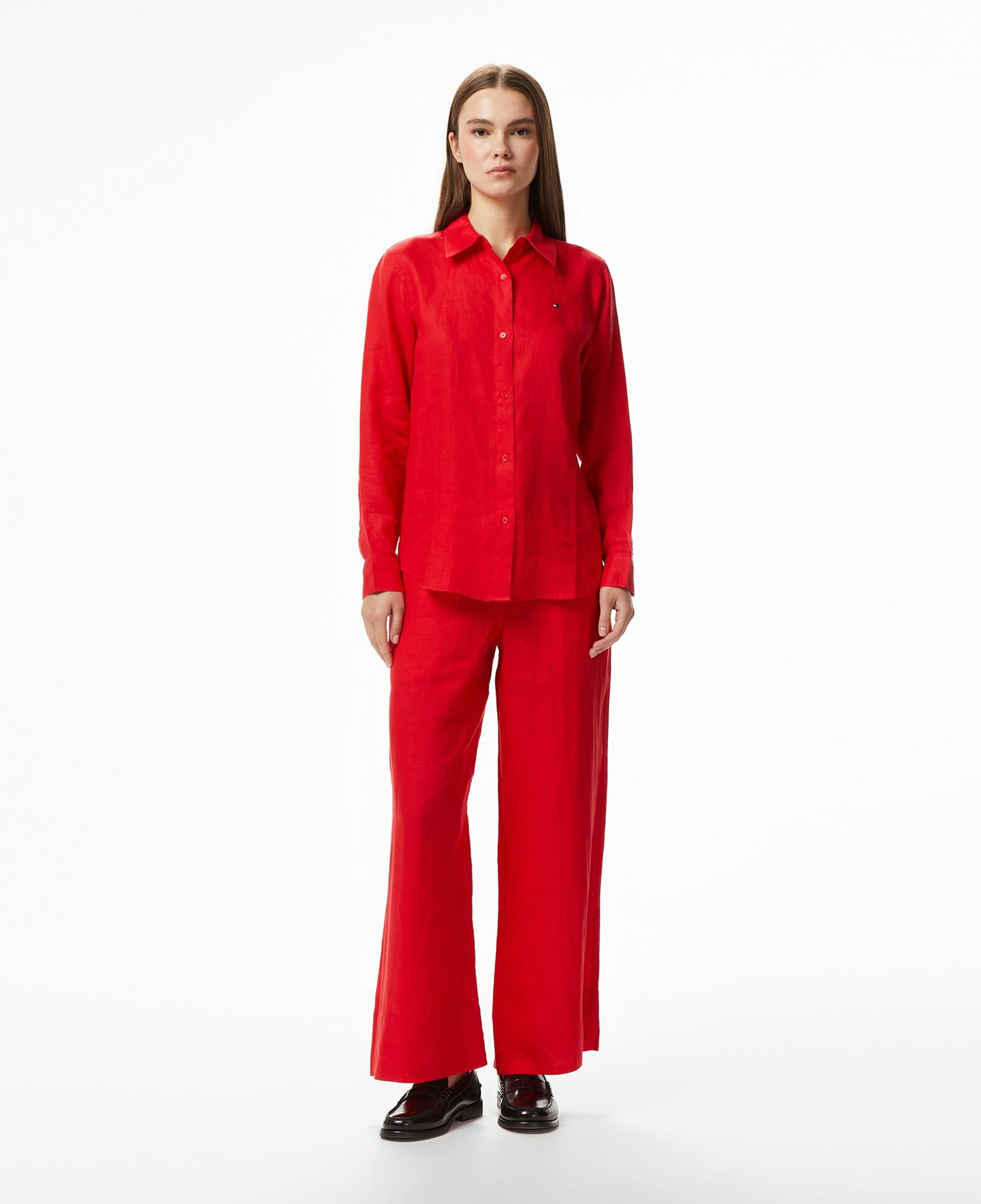 Tommy Hilfiger Essential Kadın Turuncu Keten Pantolon