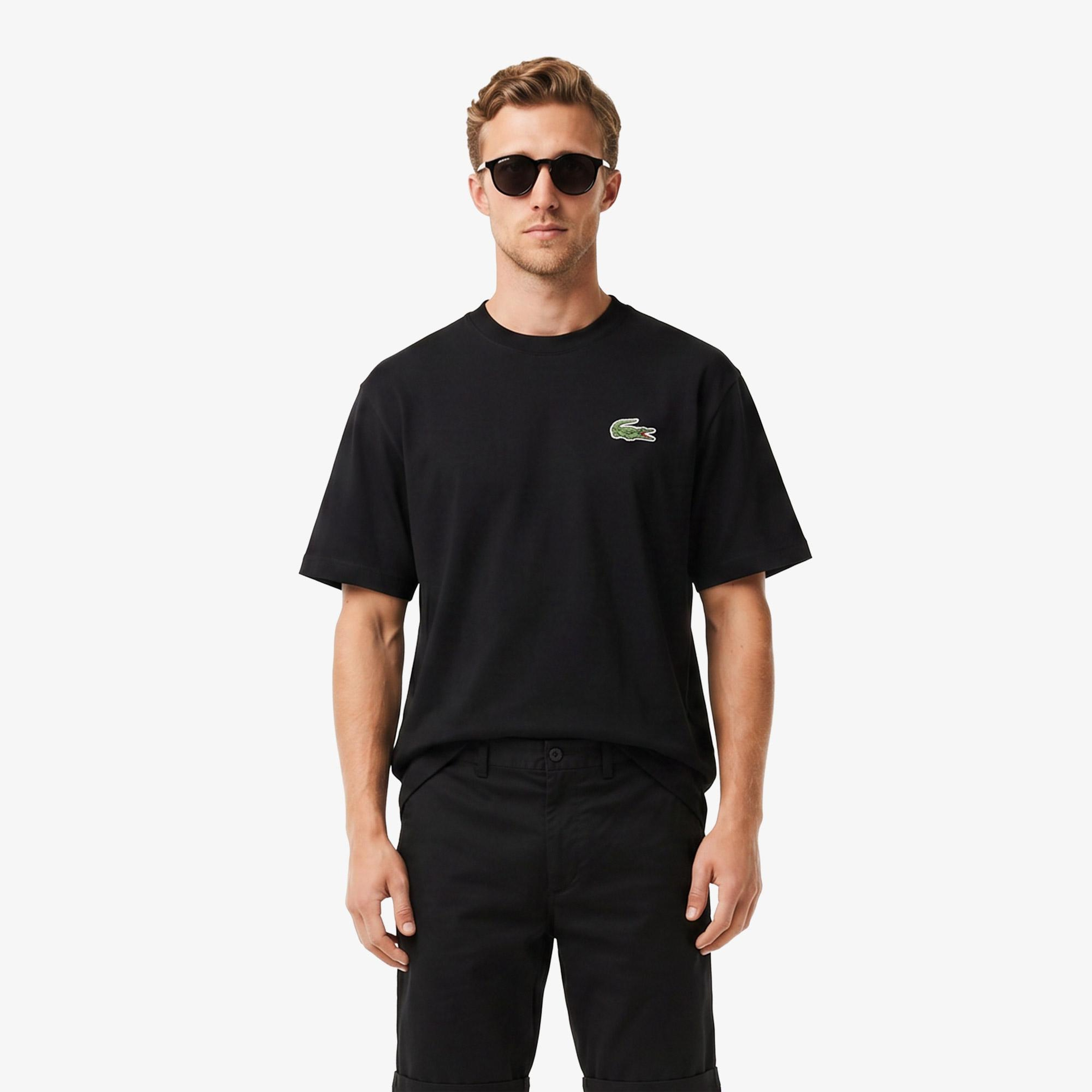 Unisex Loose Fit Bisiklet Yaka Organik Pamuk Siyah T-Shirt