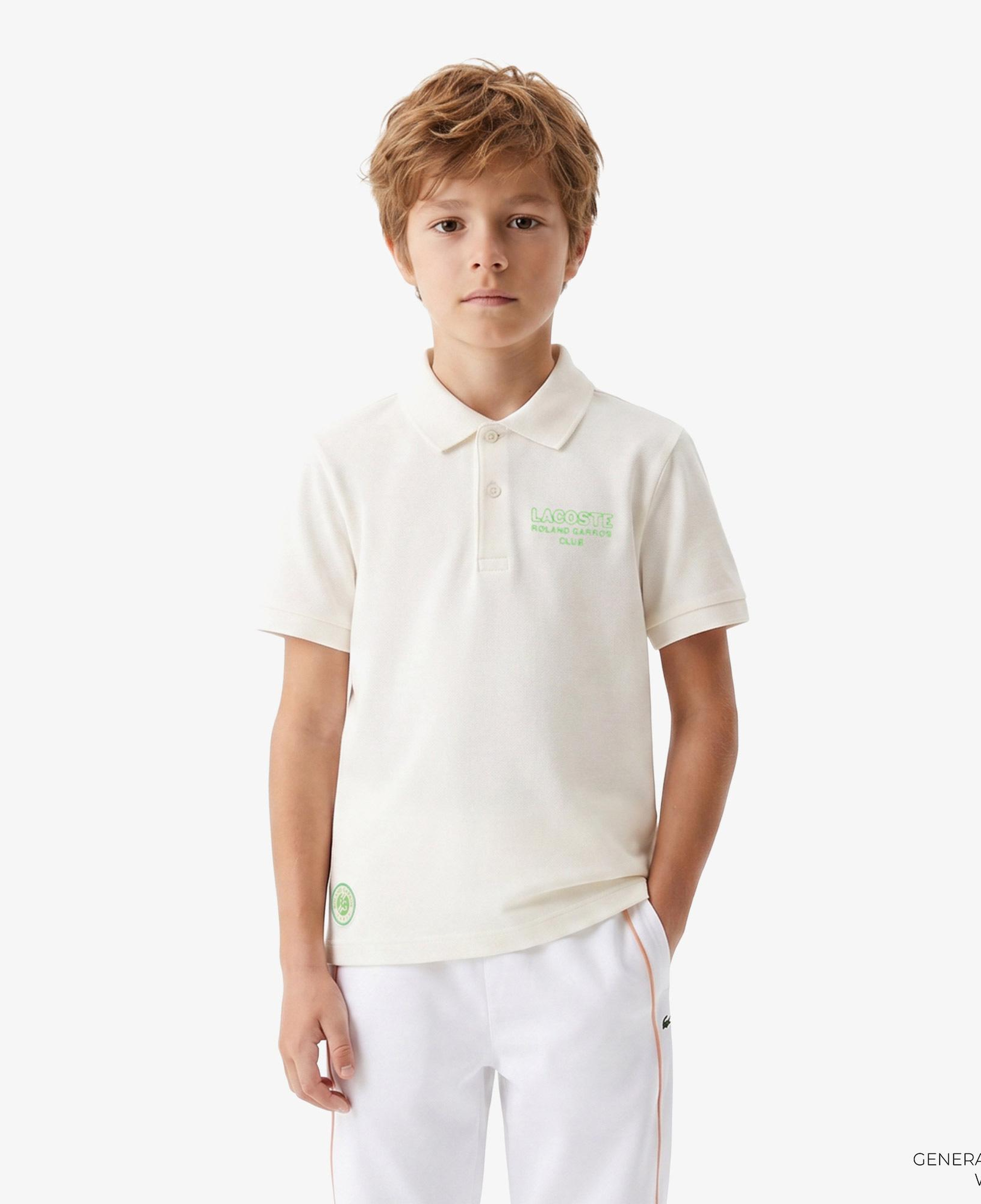 Roland Garros Çocuk Baskılı Beyaz Polo