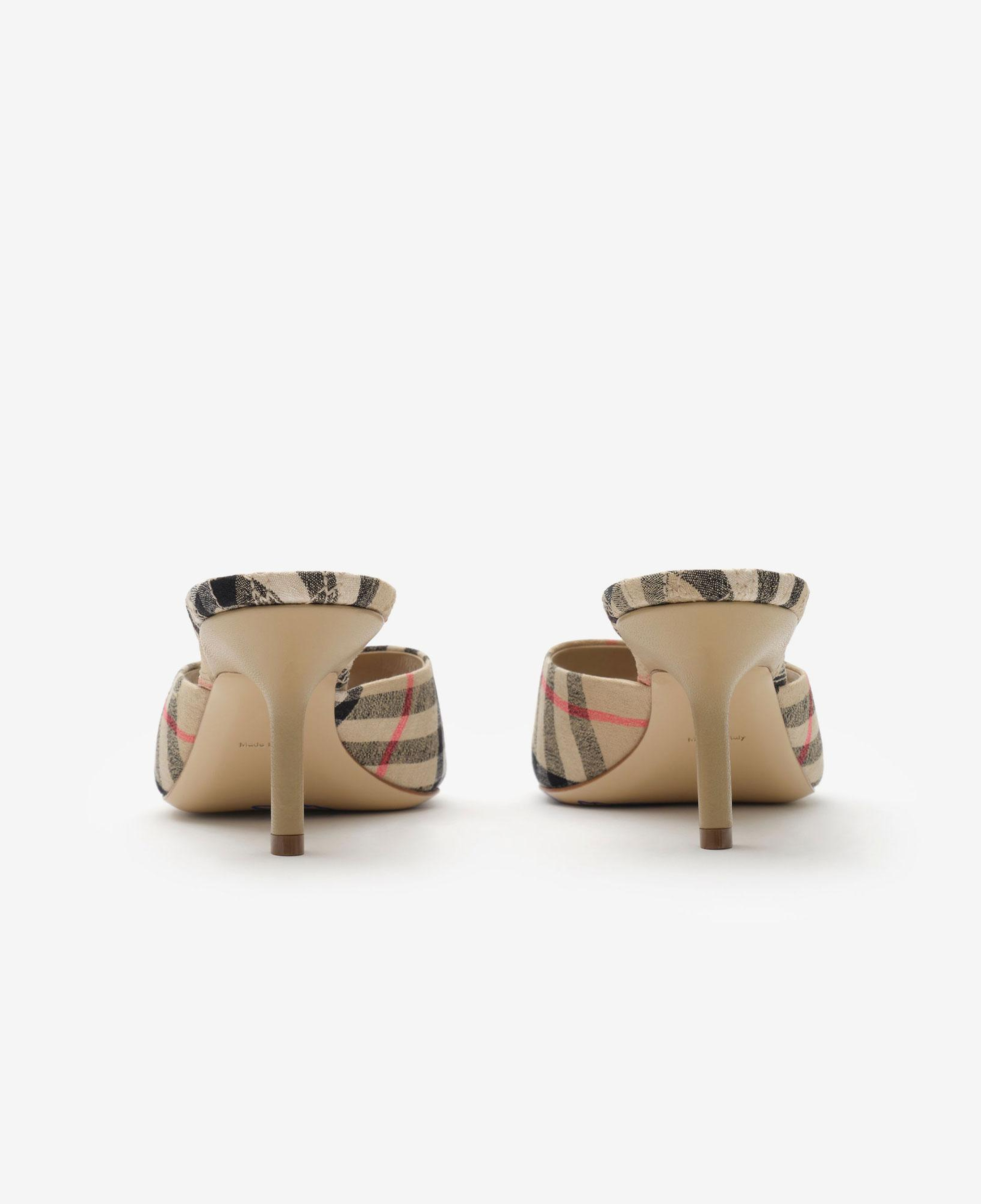 Burberry Check Mews Low Kadın Bej Keten Topuklu Ayakkabı