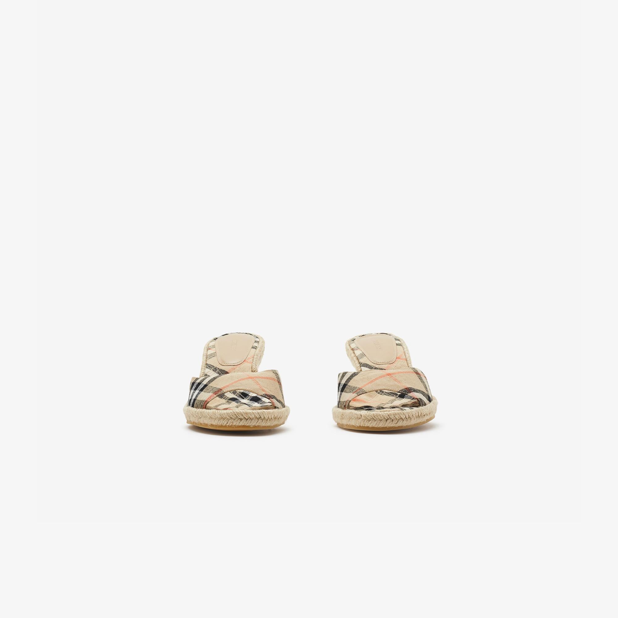 Burberry Mews Mules Kadın Bej Keten Espadril