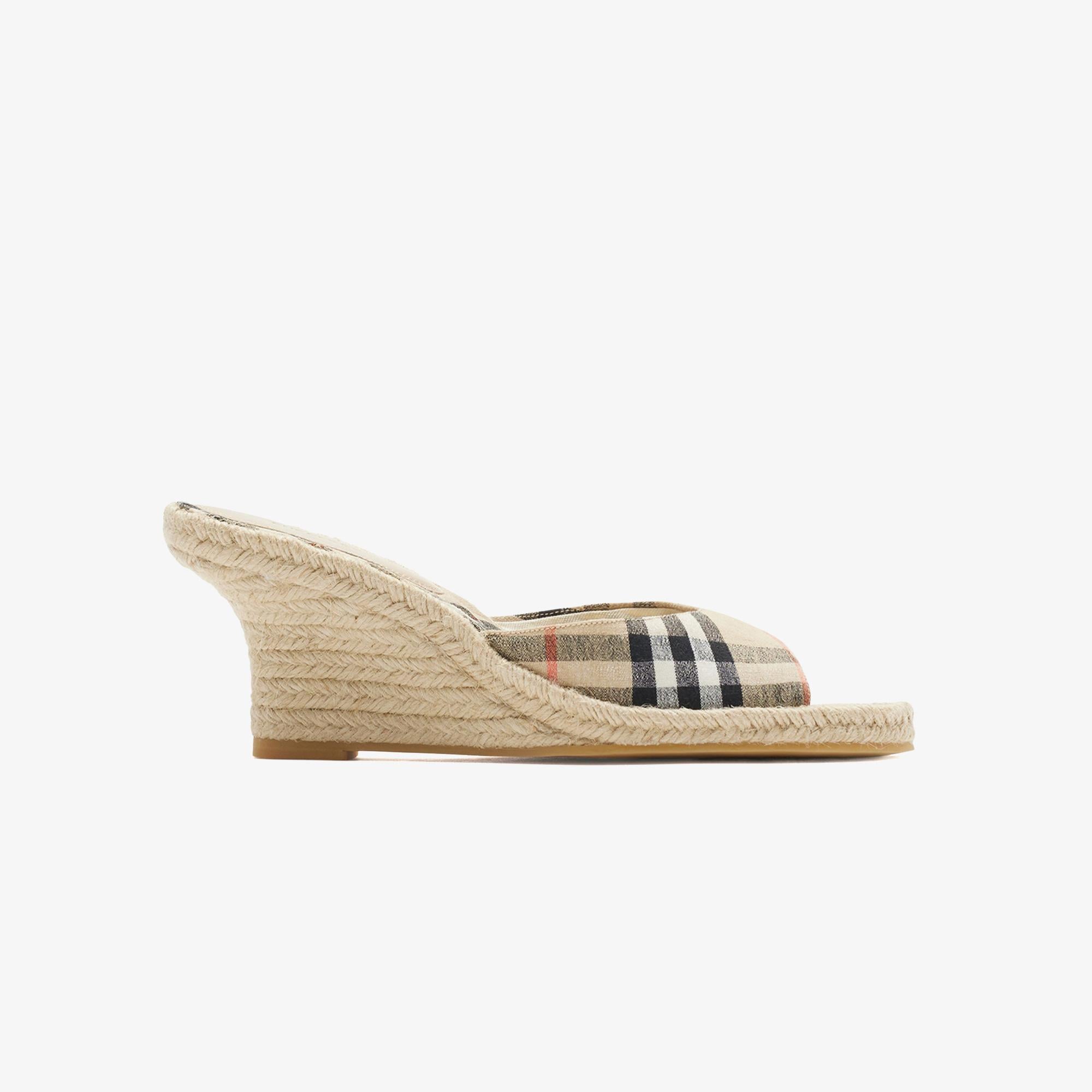 Burberry Mews Mules Kadın Bej Keten Espadril