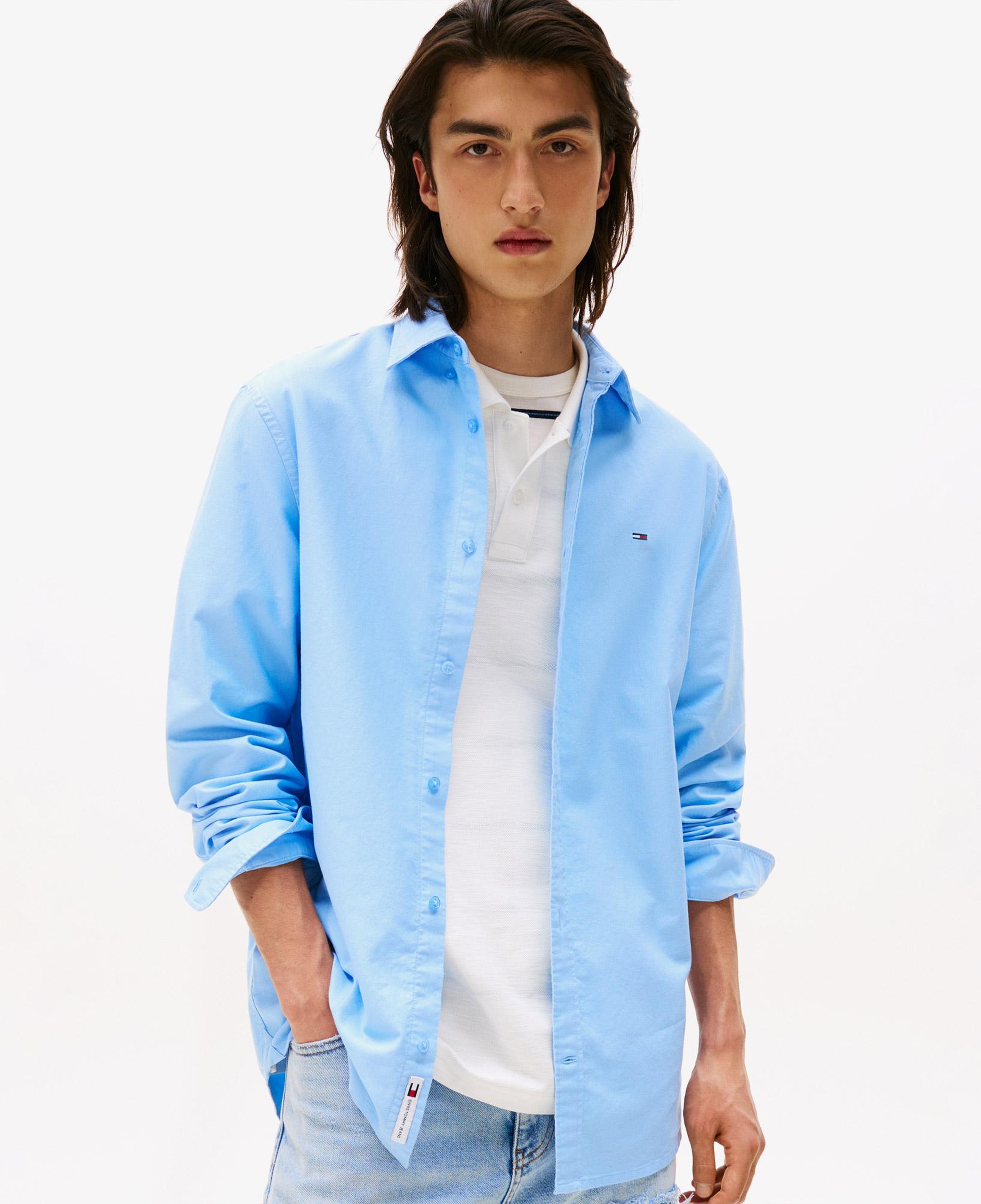 Tommy Jeans Regular Oxford Erkek Mavi Gömlek