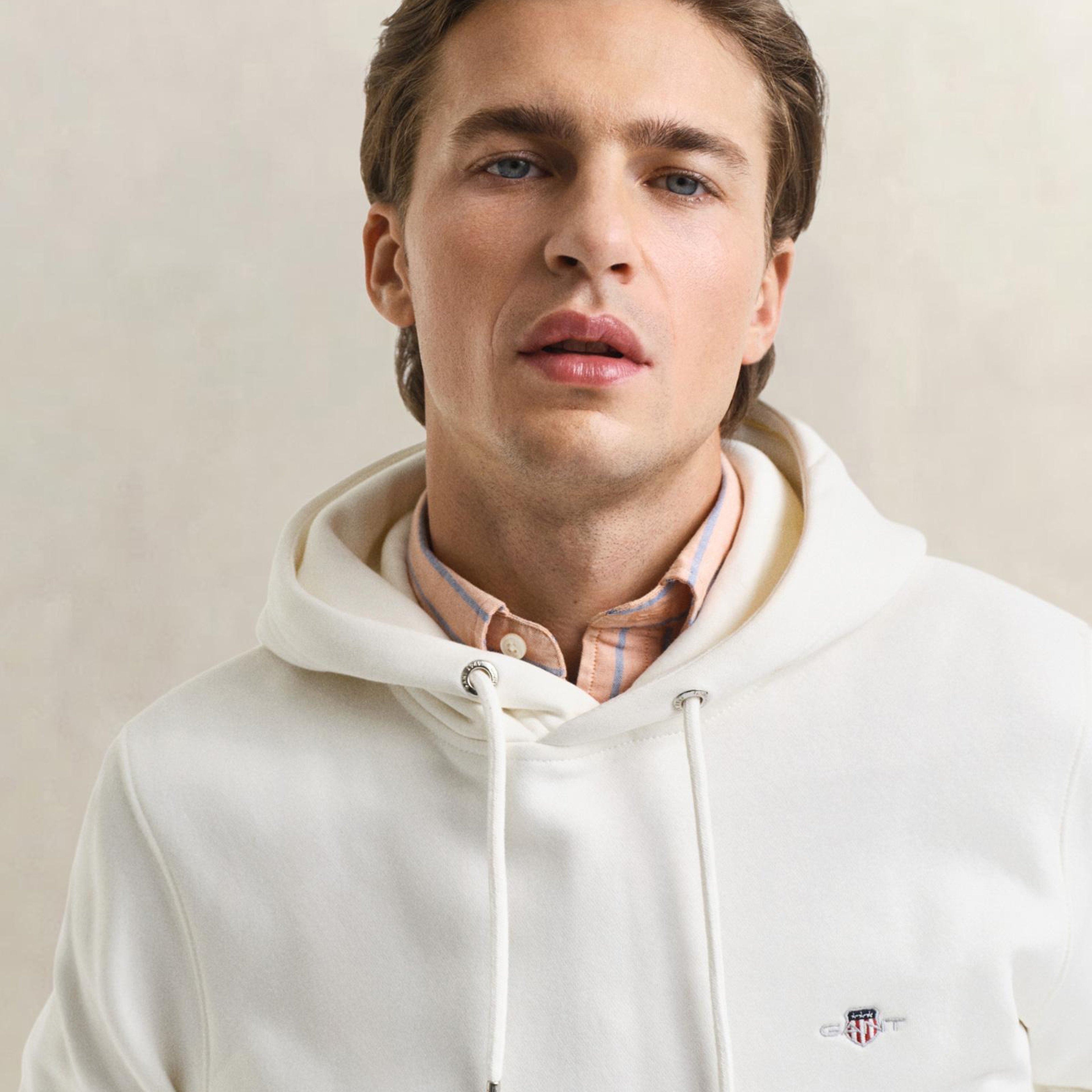 GANT Erkek Krem Regular Fit Kapüşonlu Sweatshirt