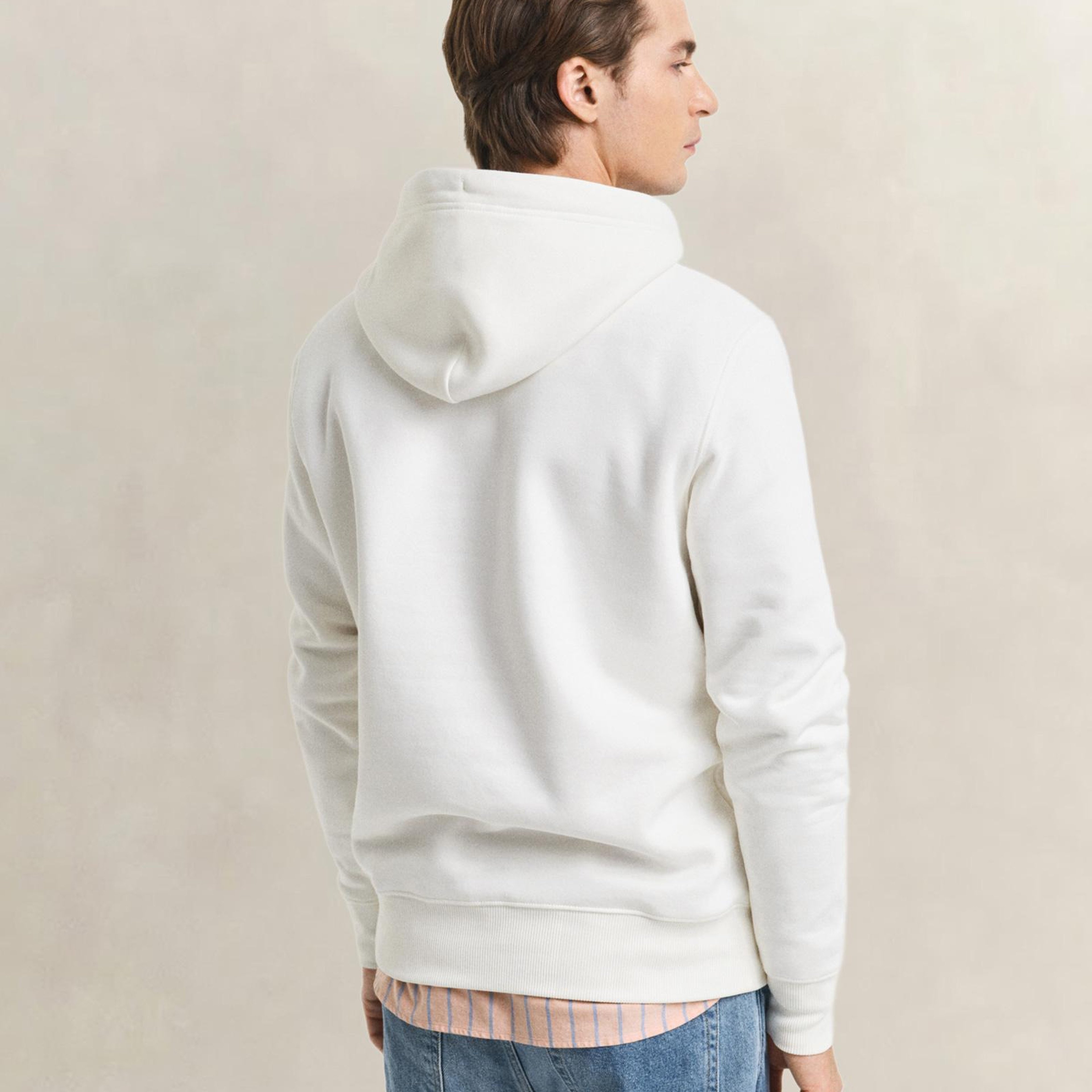 GANT Erkek Krem Regular Fit Kapüşonlu Sweatshirt